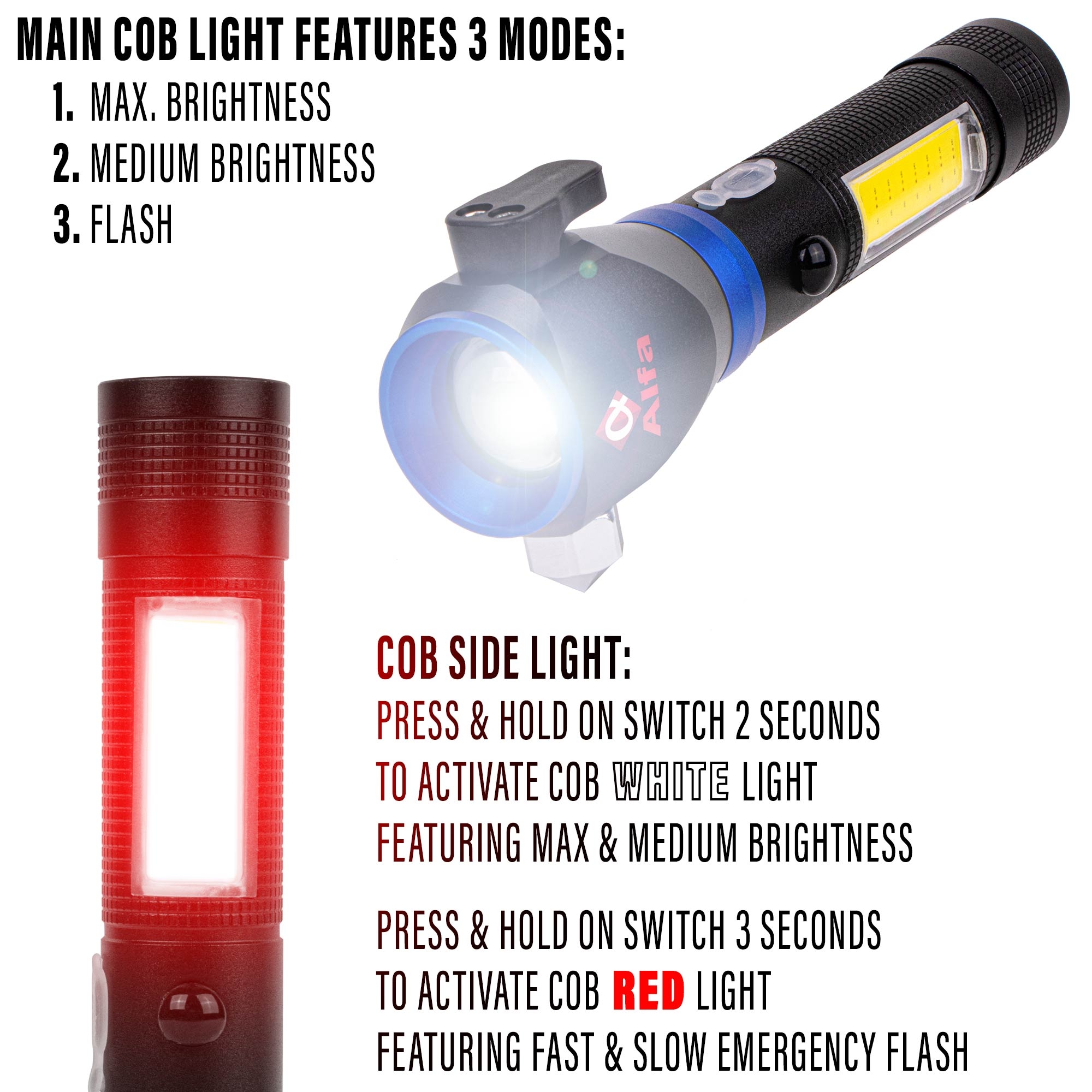 Multi-Functional Survival Flashlight | Rechargeable