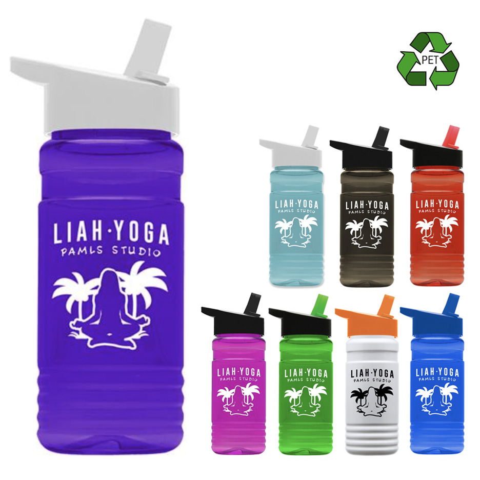20 oz Recycled PETE Bottle With Flip Straw Lid