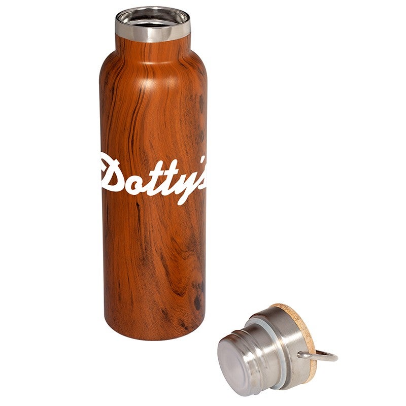 20 oz Woodgrain Vacuum Bottle with Bamboo Lid