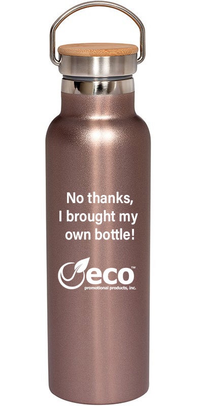 20 oz stainless steel vacuum insulated water bottle with bamboo lid