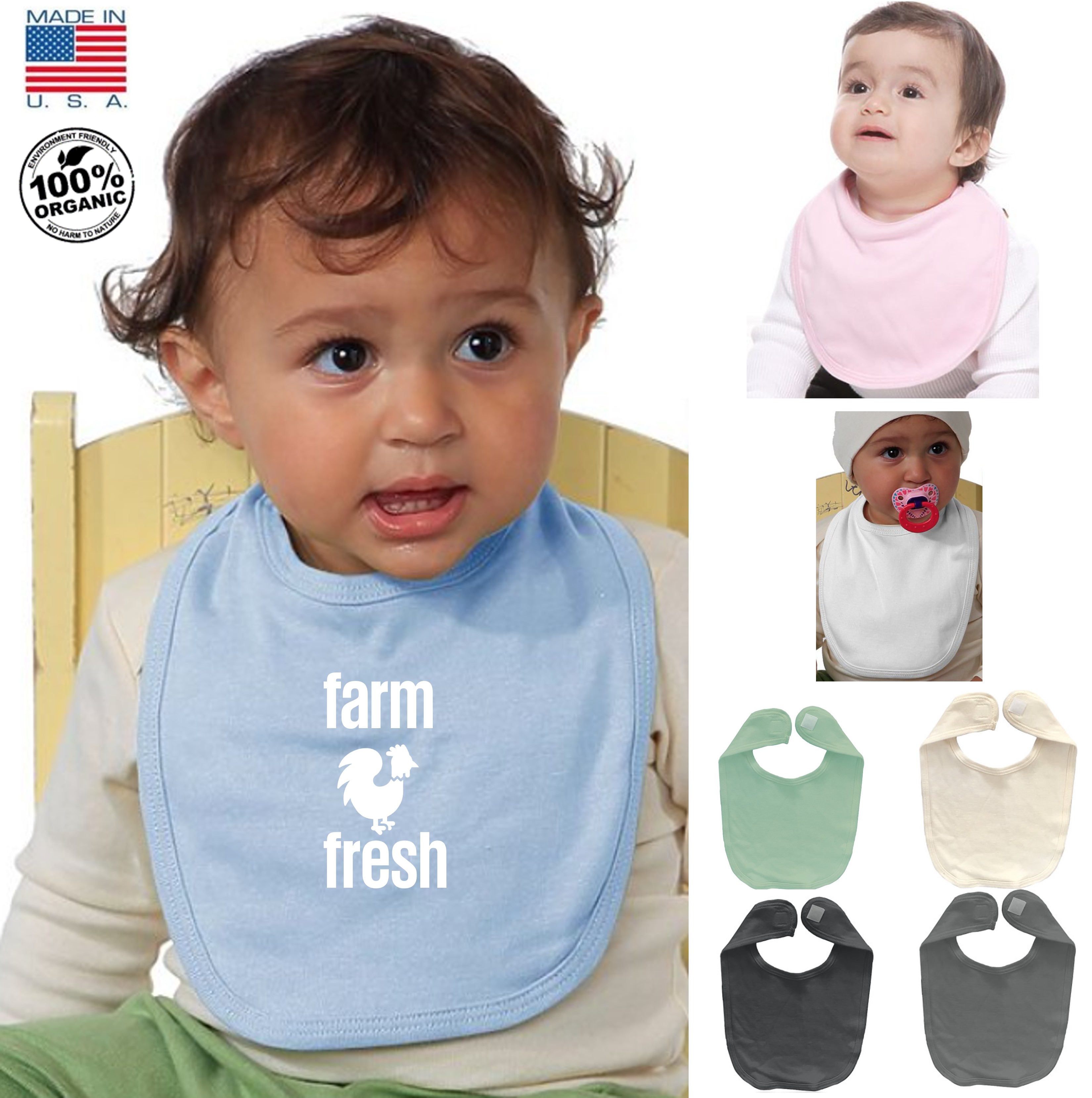 Organic Cotton Infant Bib | USA Made Sustainable Imprinted baby 