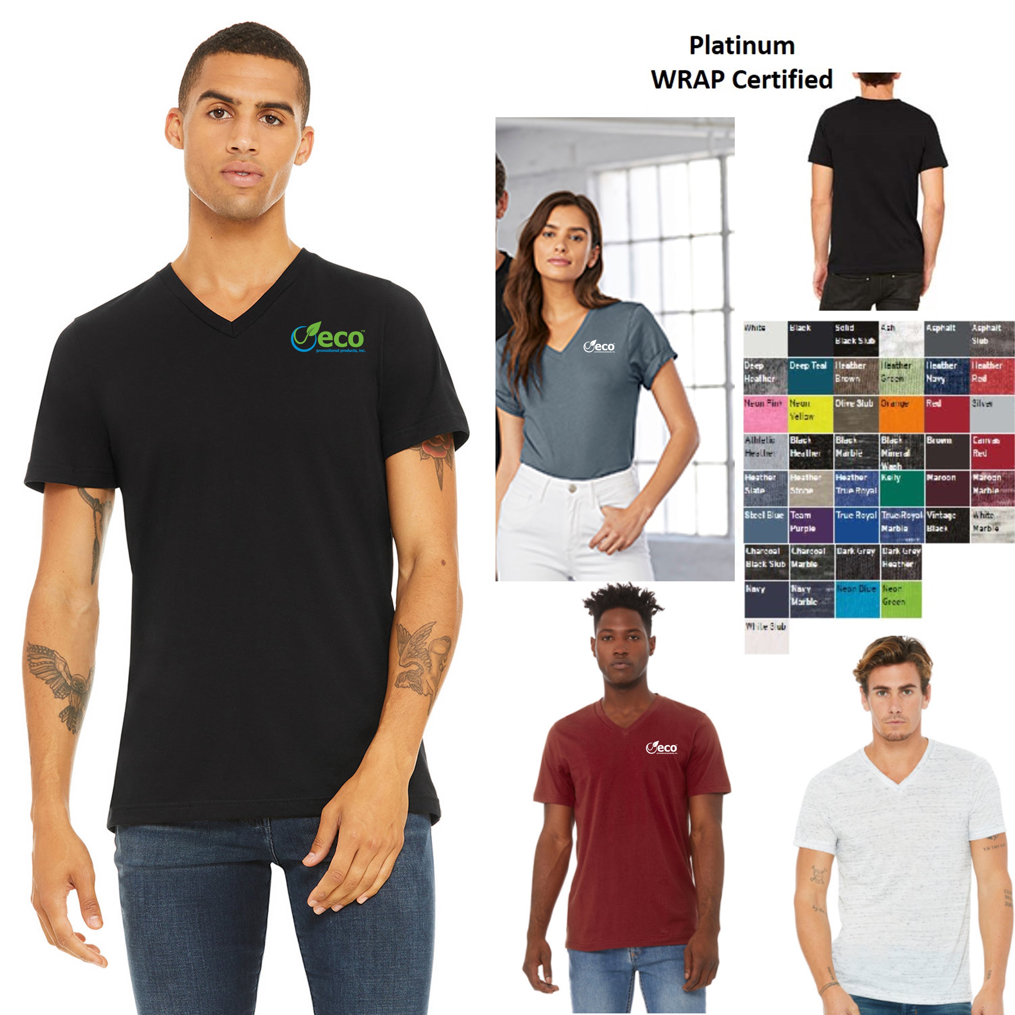 Unisex Cotton V Neck T-Shirt  WRAP Certified Imprinted