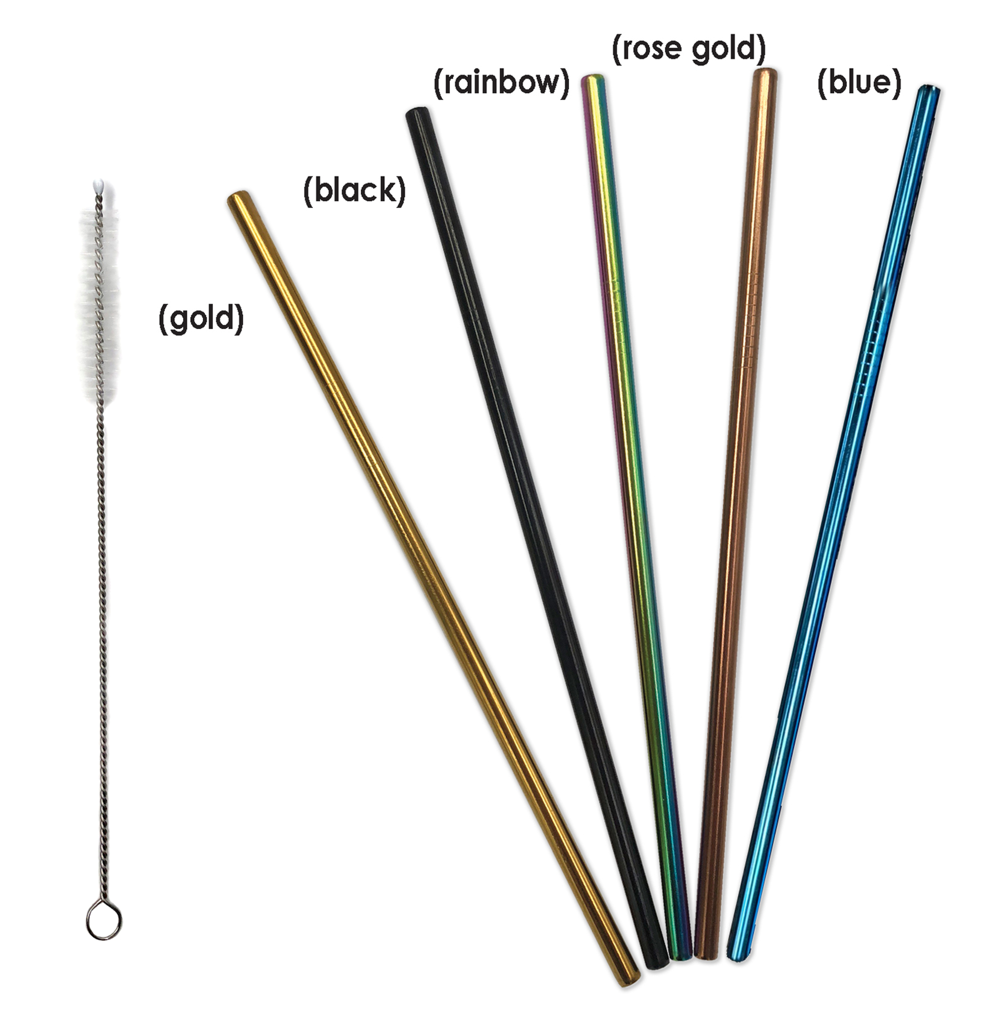 Colored Stainless Steel Straws | Engraved | Cleaning Brush
