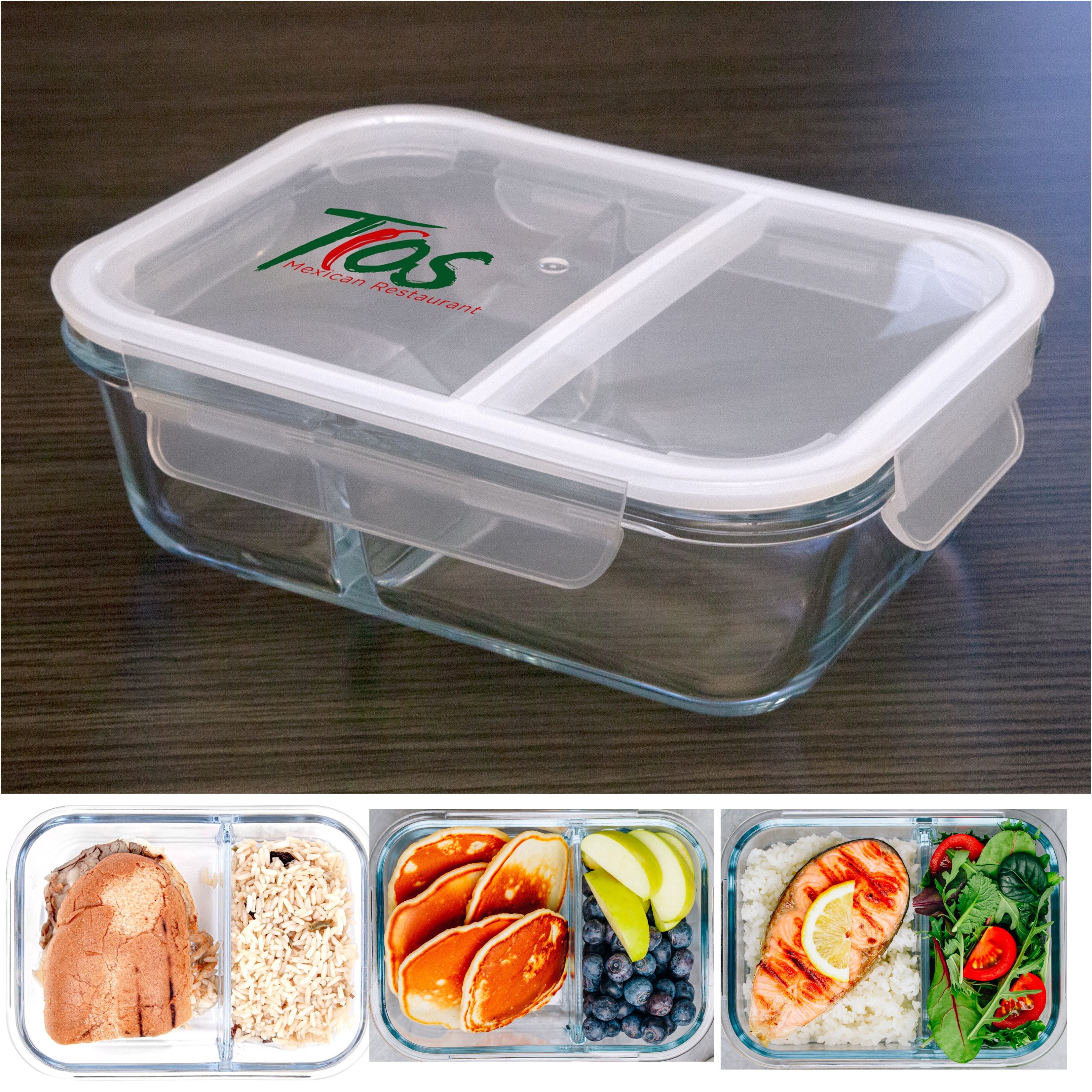 Custom Branded Reusable Glass Lunch Container Imprinted Glass Food Storage