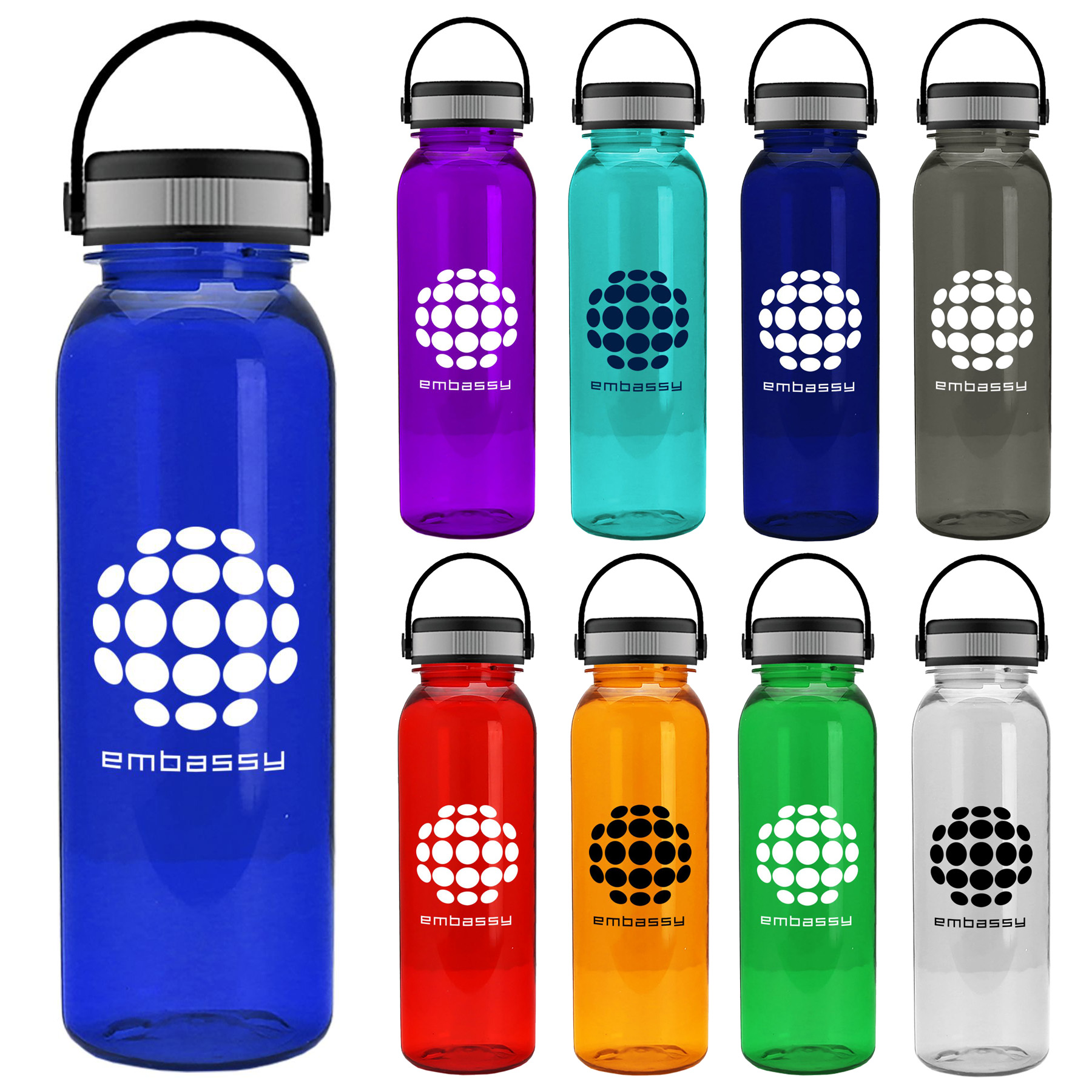 Custom Sports Water Bottle | Handle Lid | USA Made | 24 oz