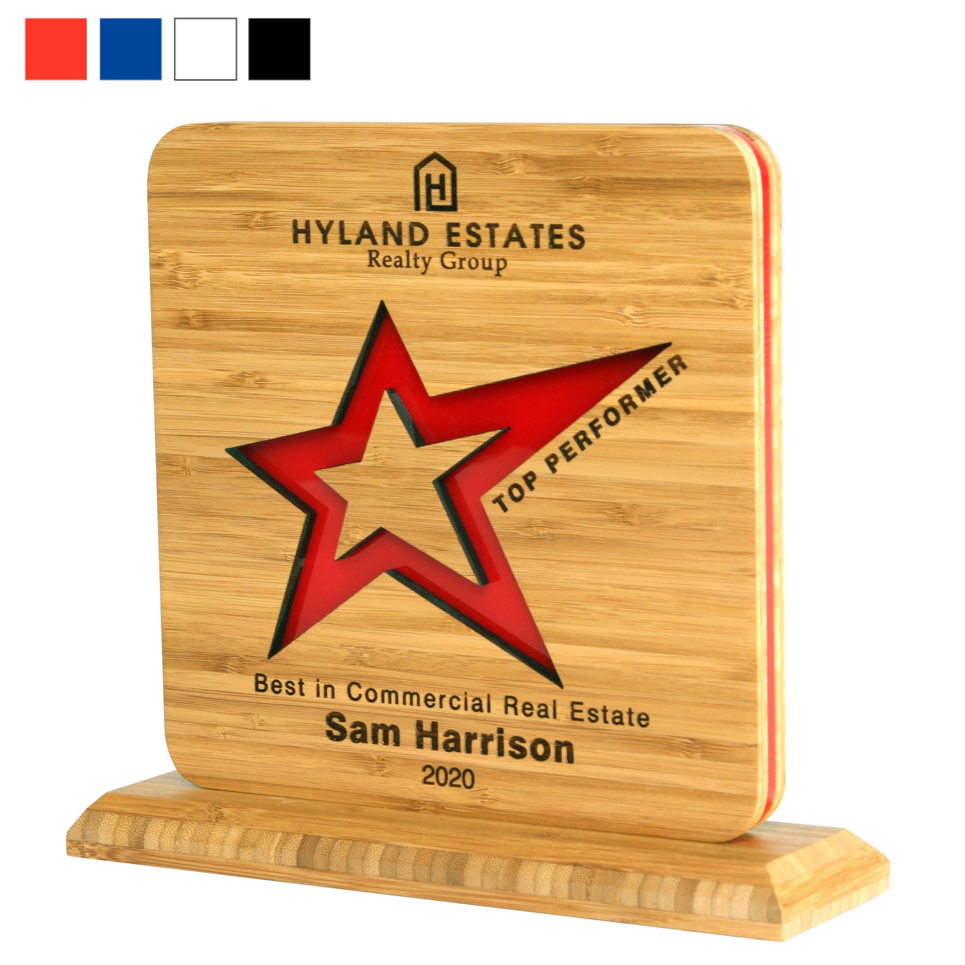 Recycled Award | Bamboo and Acrylic | USA Made | 8x8
