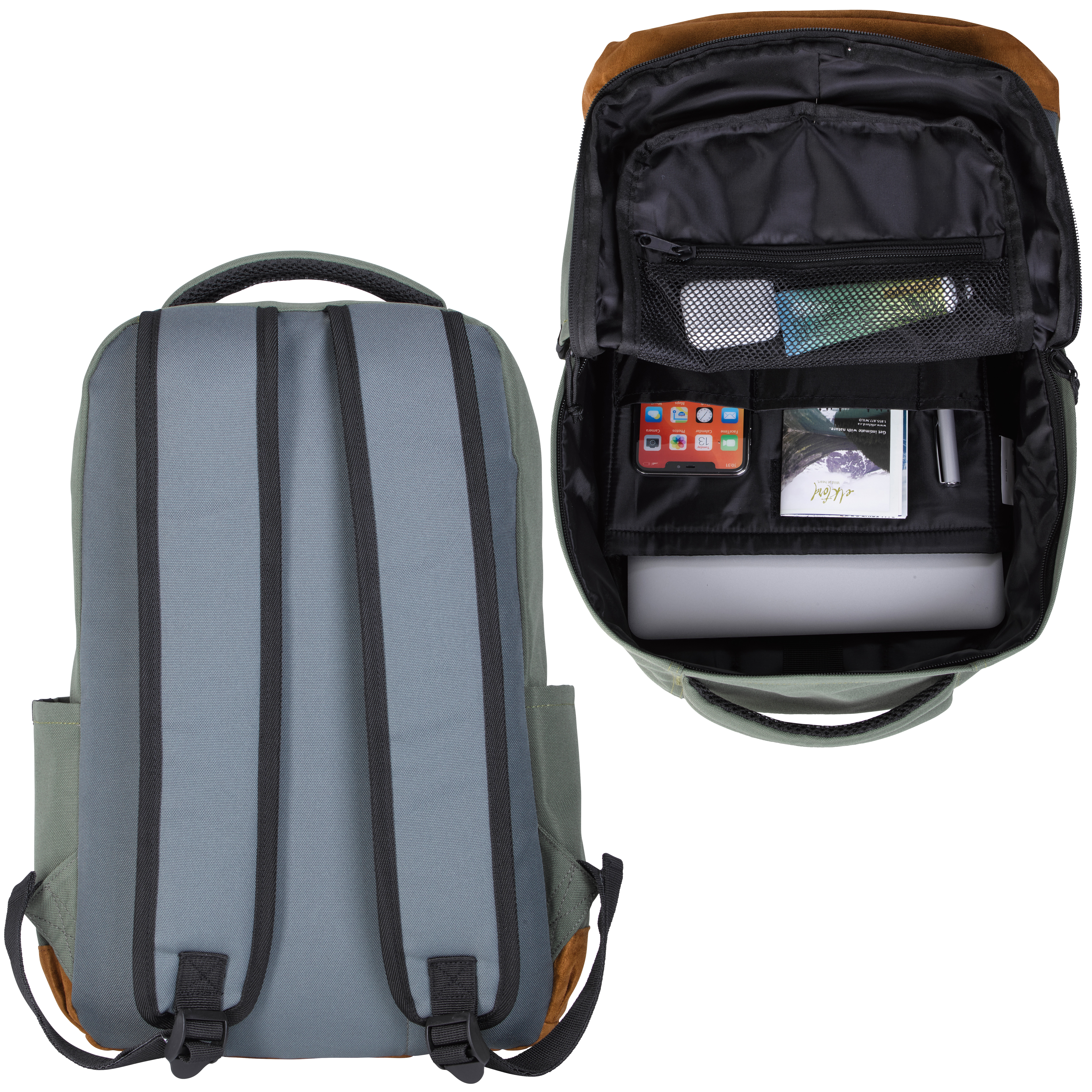 Recycled Custom Branded RPET Backpack Inside and Back