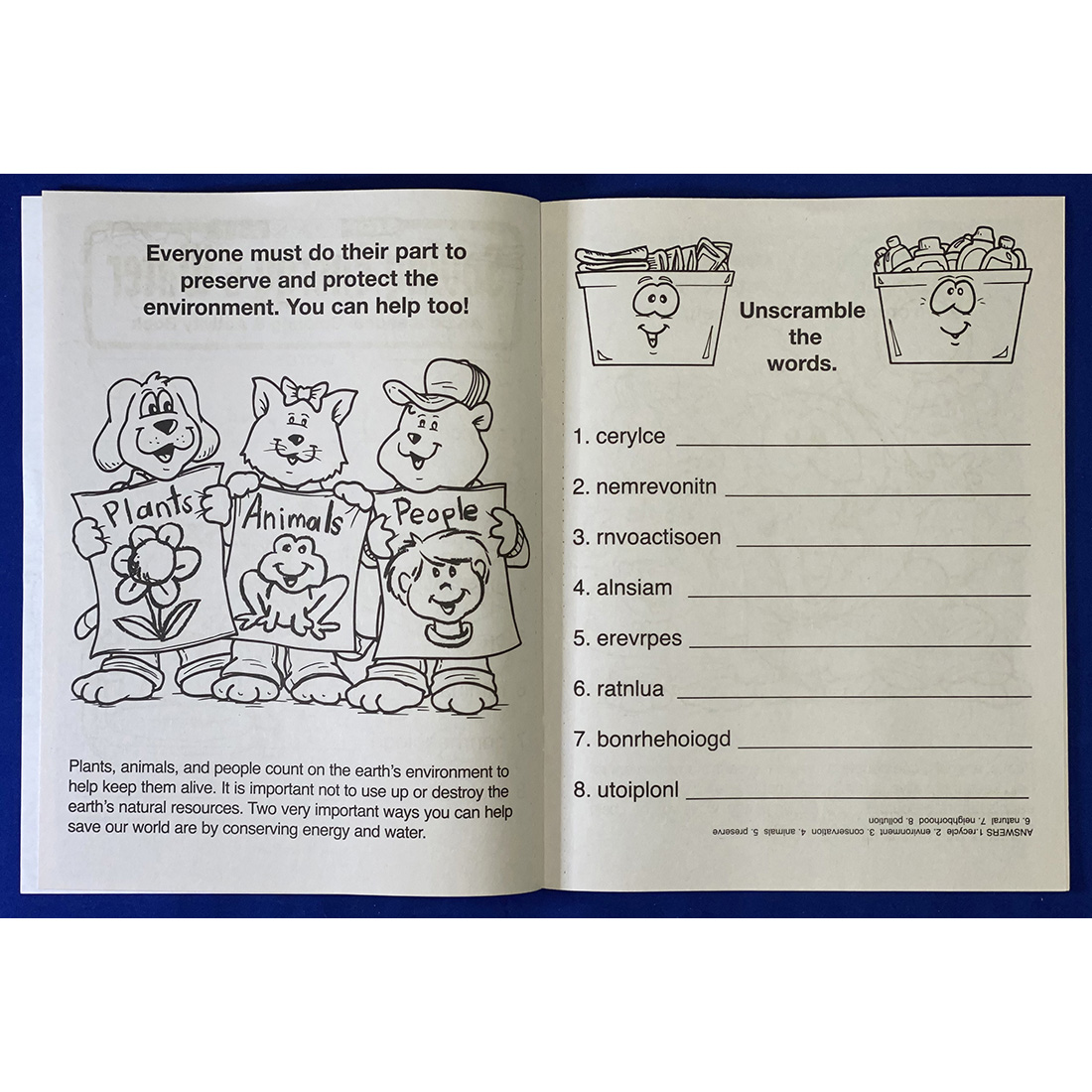 Saving Energy and Water Activity Book for Kids - Inside