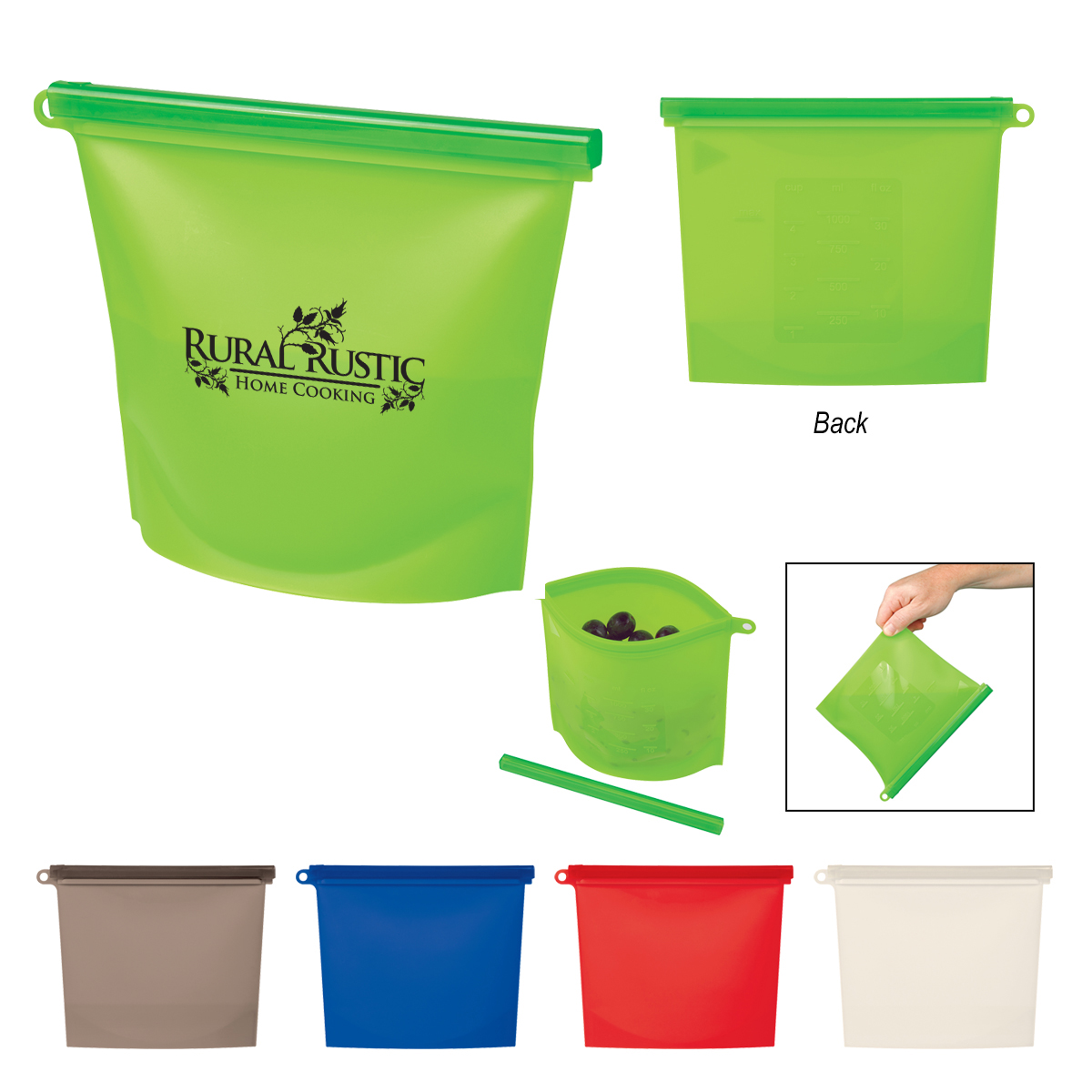 Reusable food bag with plastic slider reusable snack bag