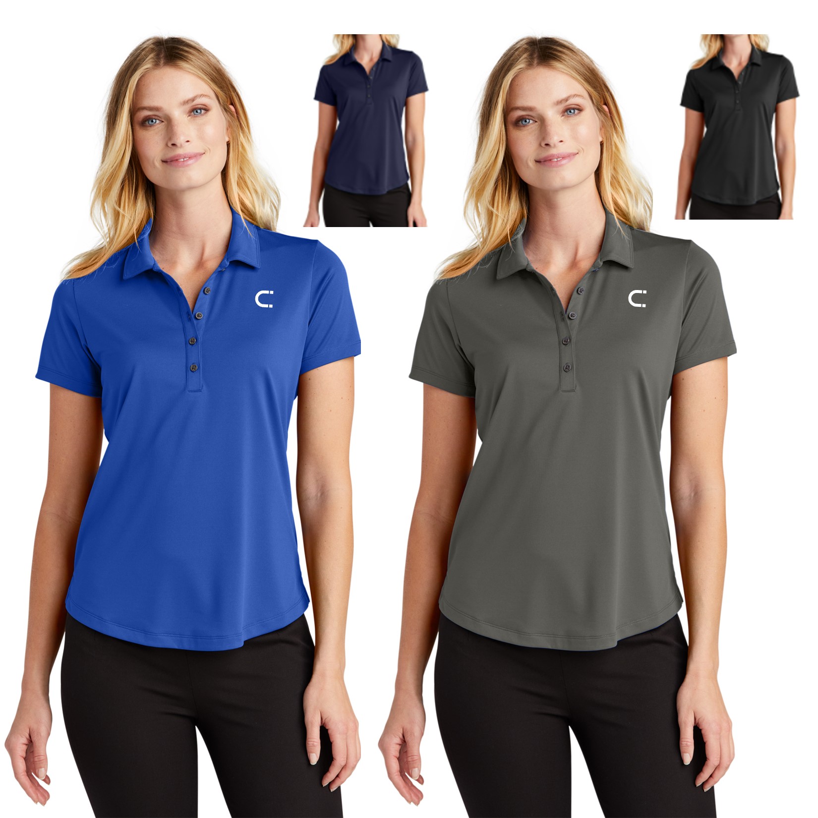 Women's Recycled carbon free sustainable custom embroidered polo