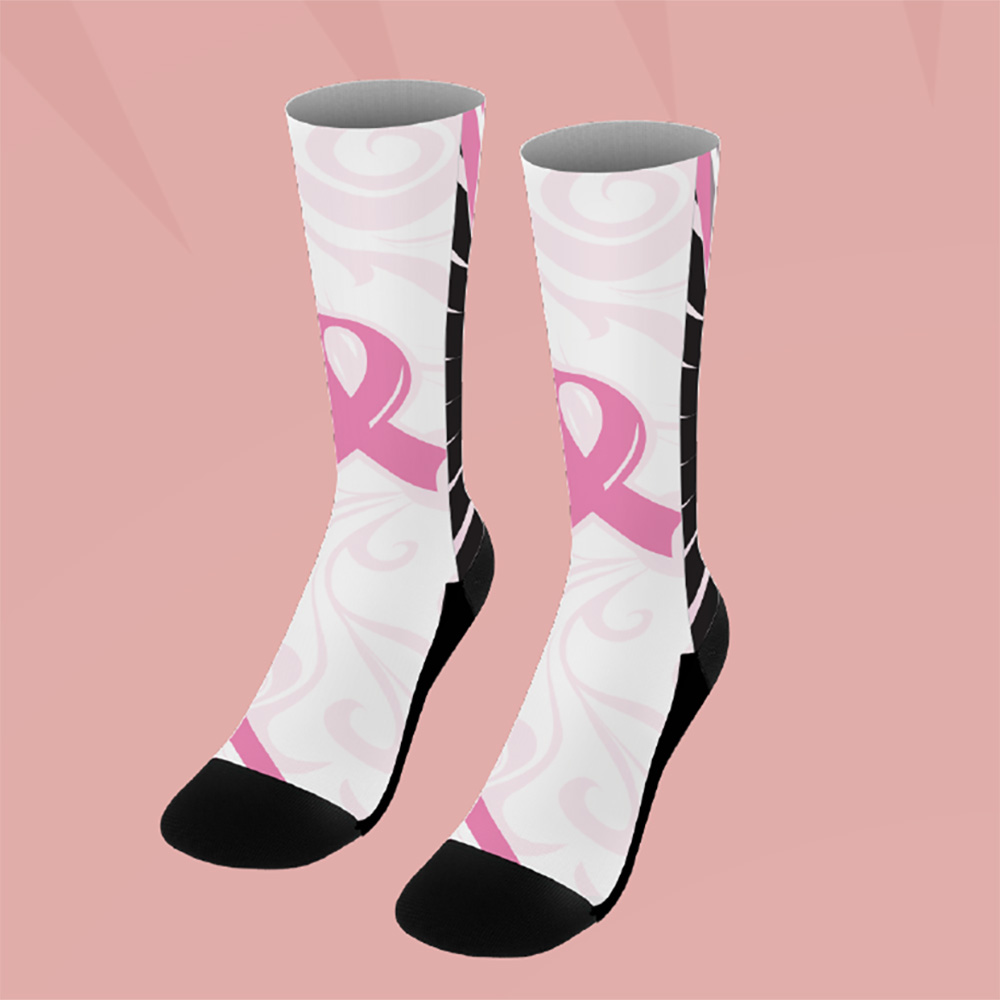 USA Made Breast Cancer Awareness Custom Socks