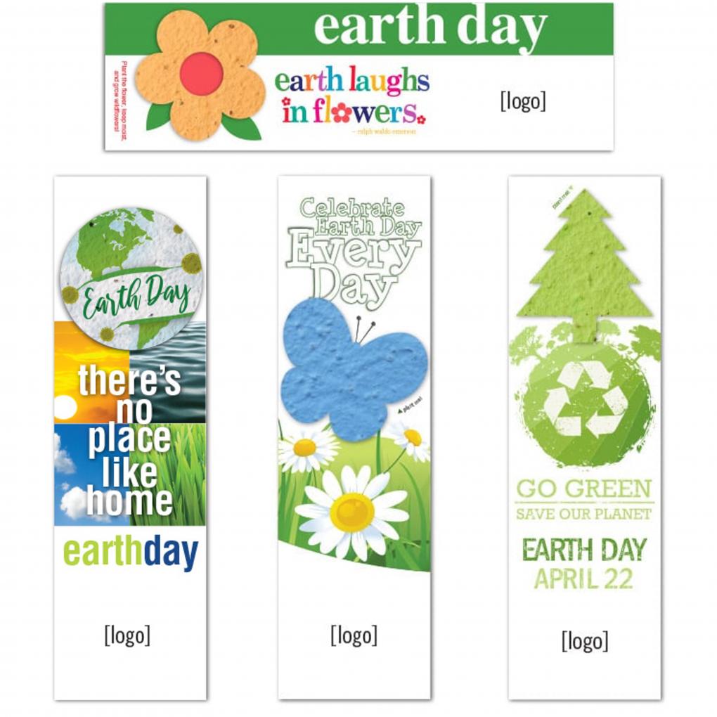 Earth Day USA Made Bookmark With Seeded Plantable Shape - Premium