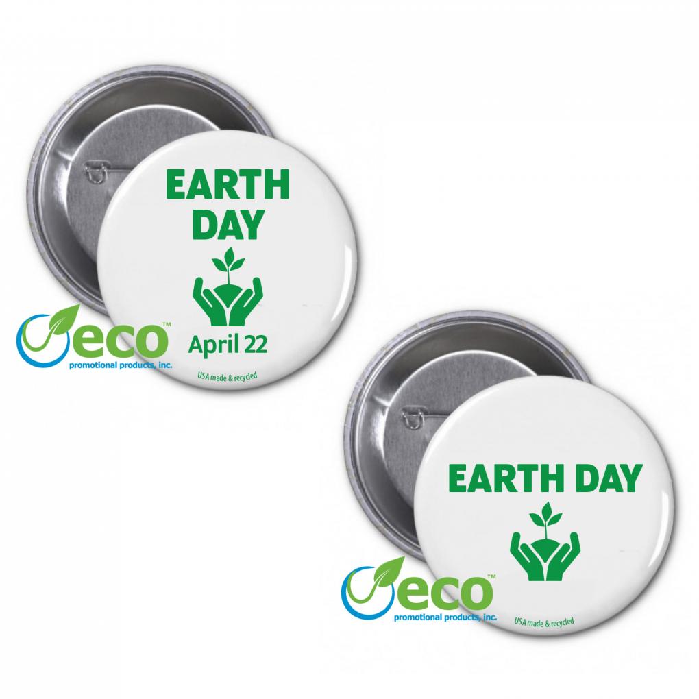 Earth Day USA Made Recycled Buttons 1-1/4"