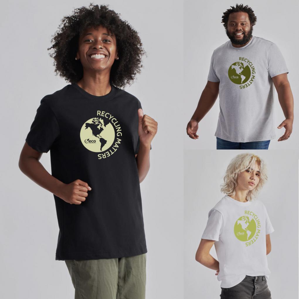 100% Recycled Cotton Crew Tee - Earth Day Recycling Matters