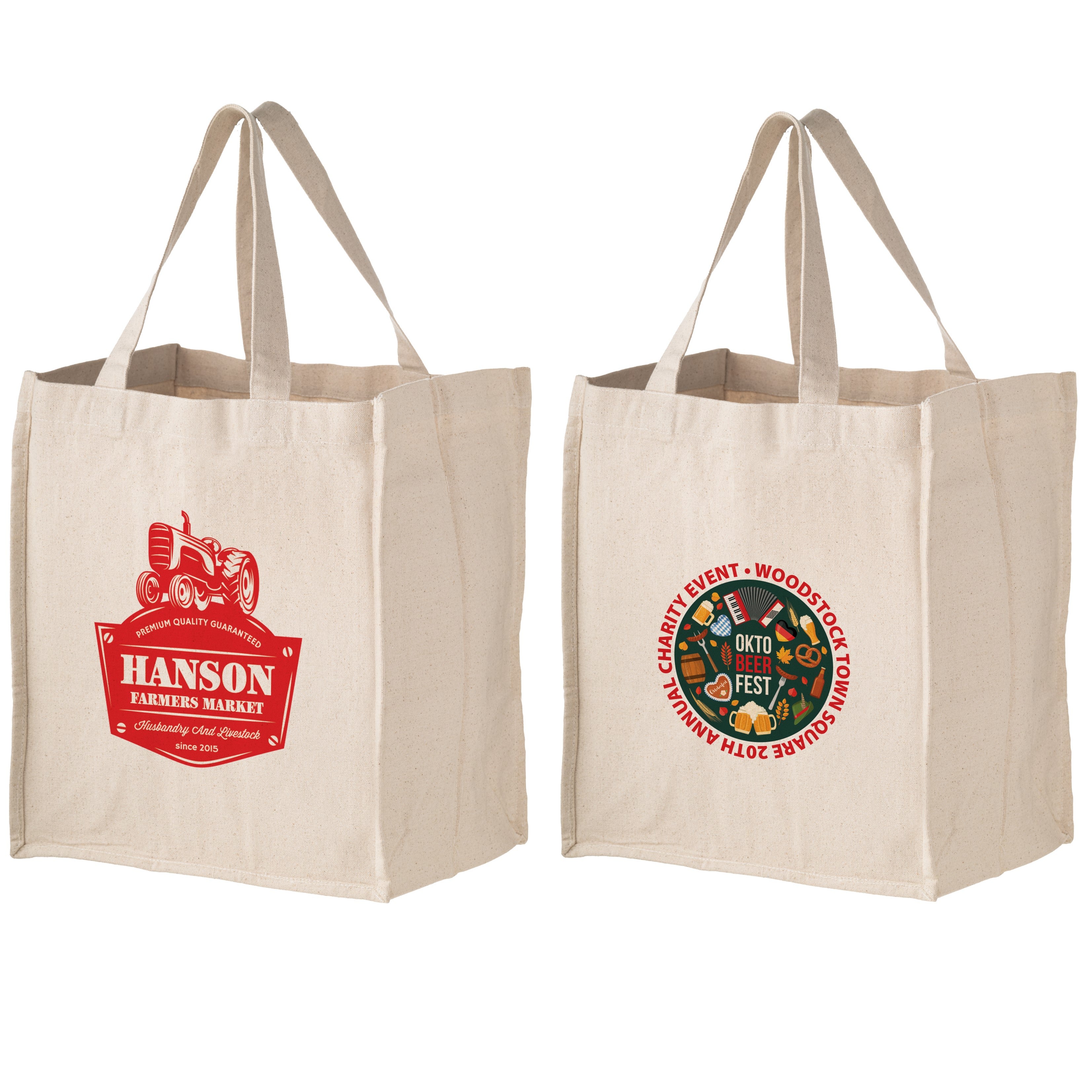 Heavyweight Cotton Grocery Bag | 4 Bottle Pockets