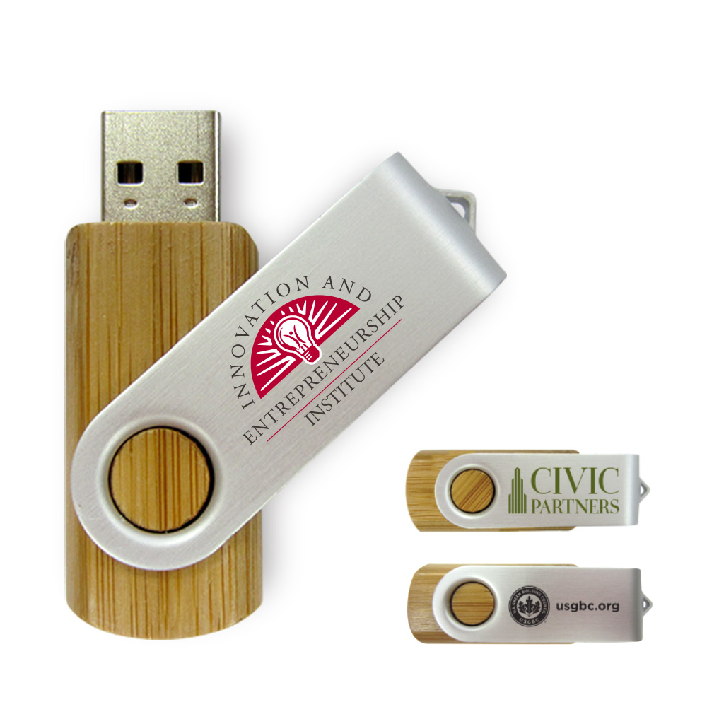 2 GB Carbonized Bamboo Swivel Promotional USB Flash Drive 
