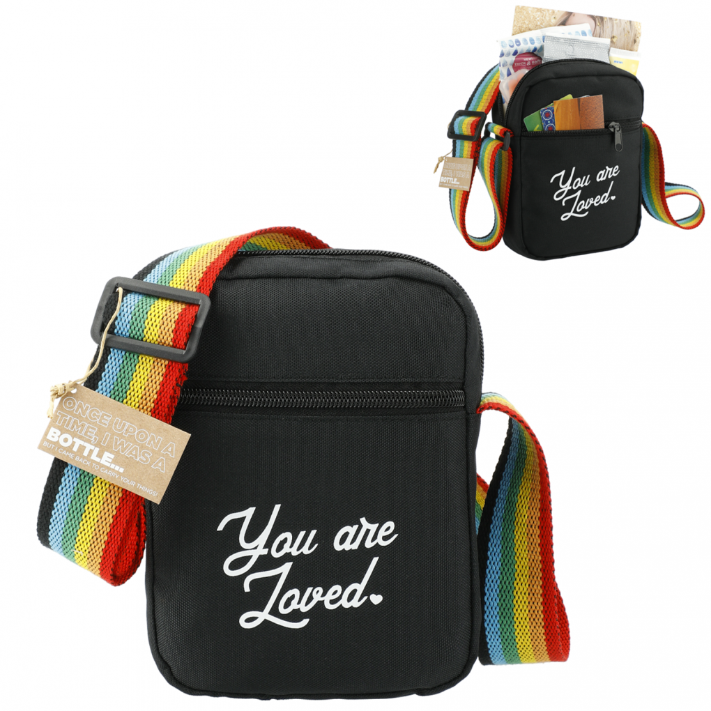 Pride RPET Crossbody Bag with Rainbow Strap | Recycled