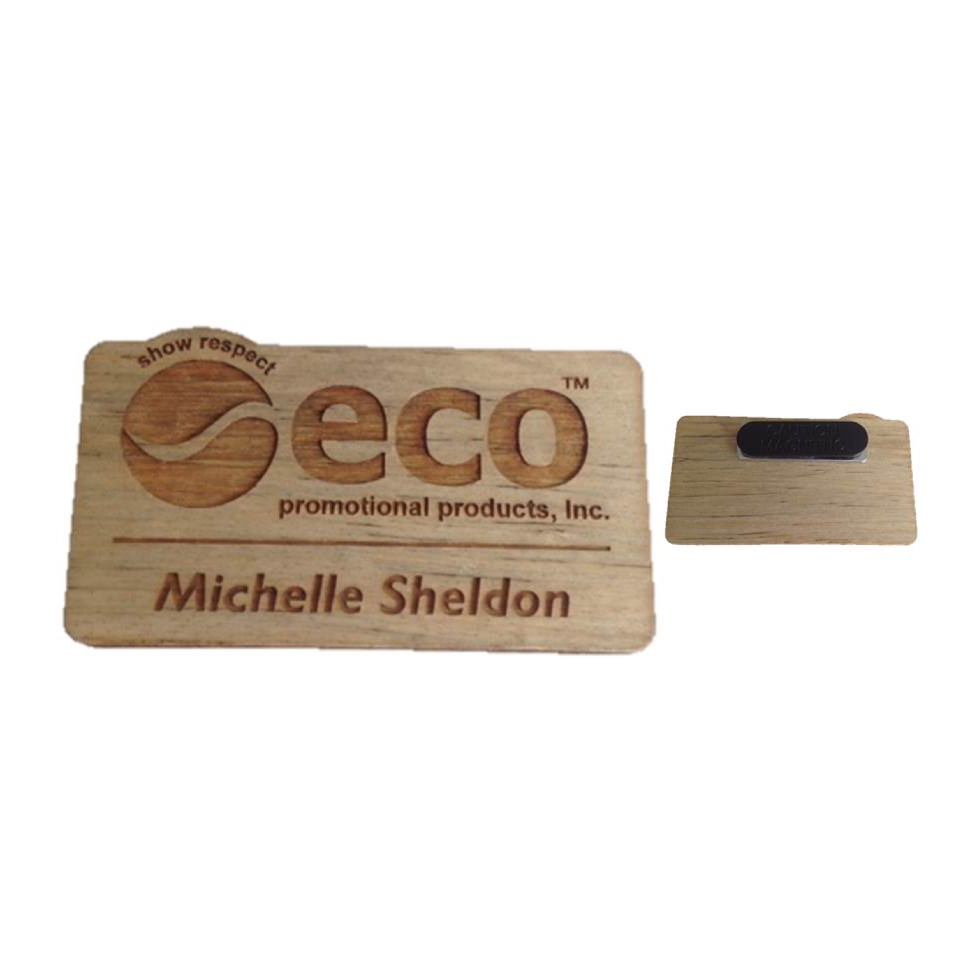 Custom Name Badges, USA Made from Recycled Wood 