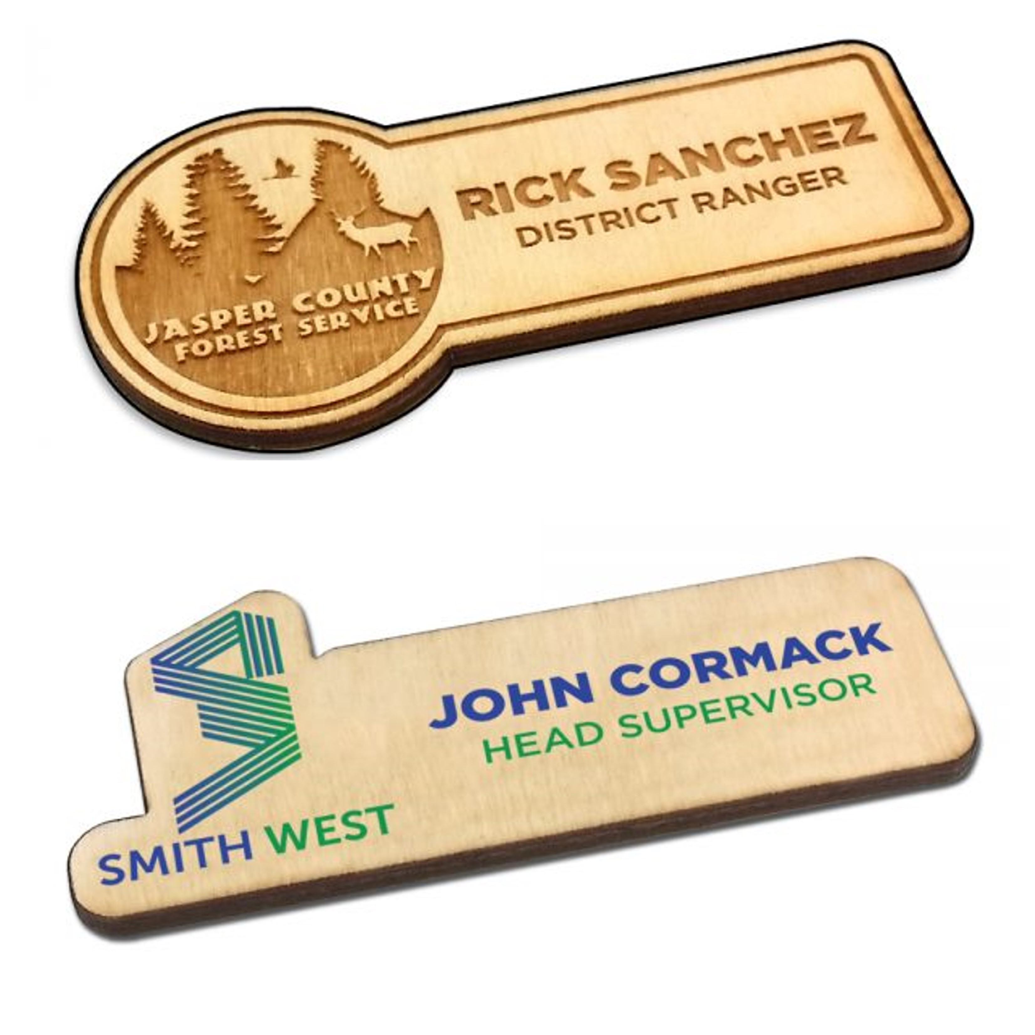 Custom Shaped Name Badges | Birch | USA Made | 5 Sq Inches