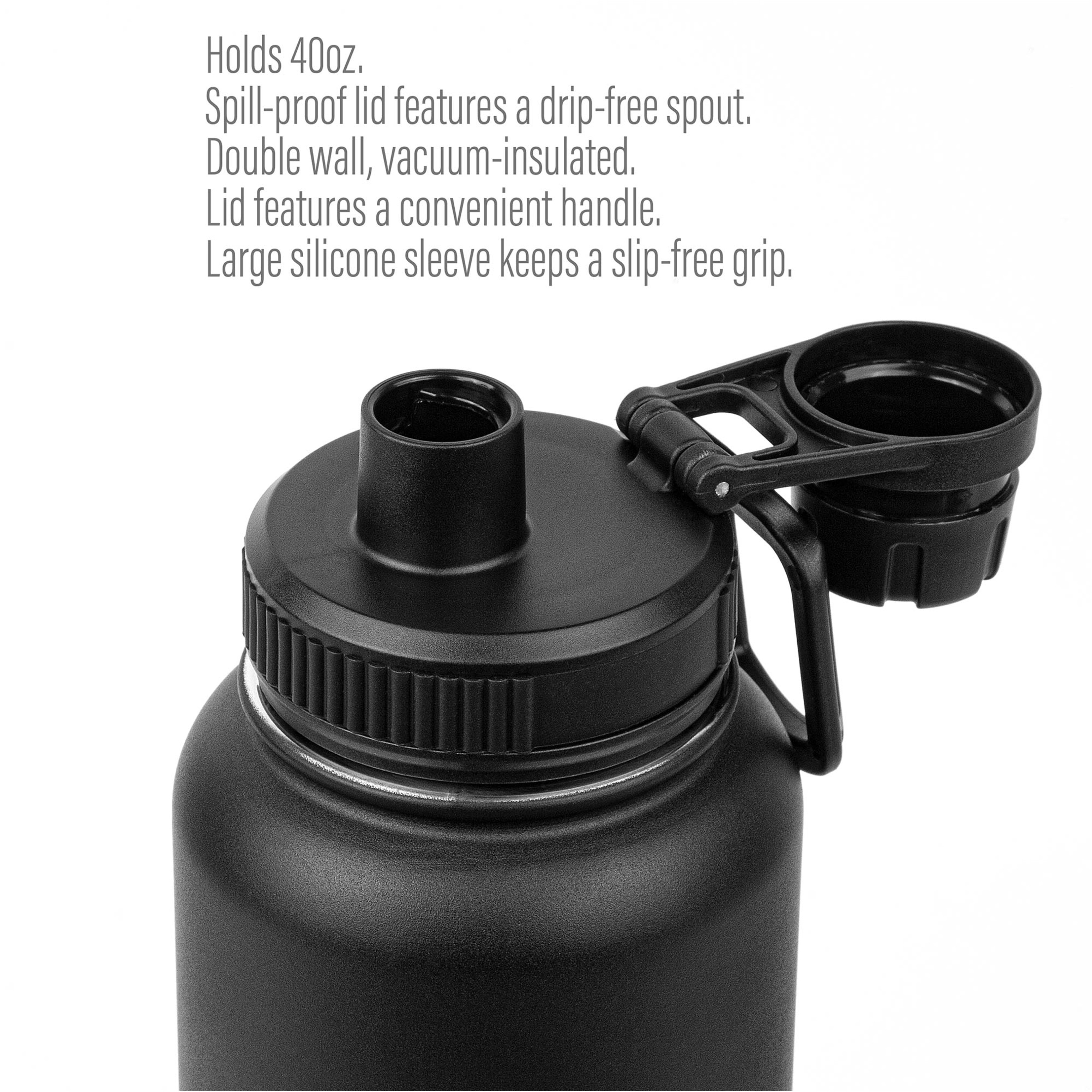 No-Slip Grip Stainless Steel Water Bottle 40 oz  