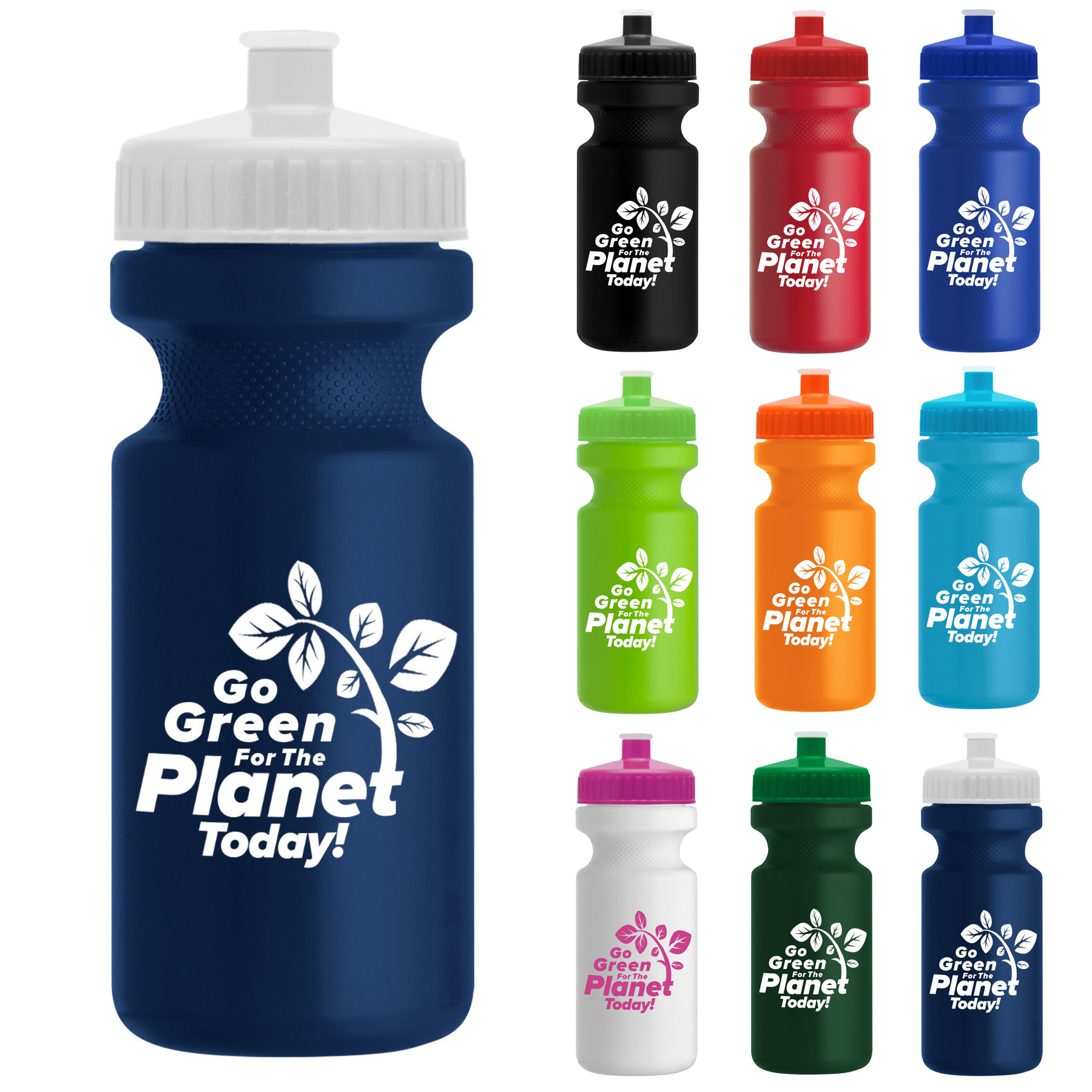 Recycled Water Bottle | USA Made | Push Pull Cap | 22 oz