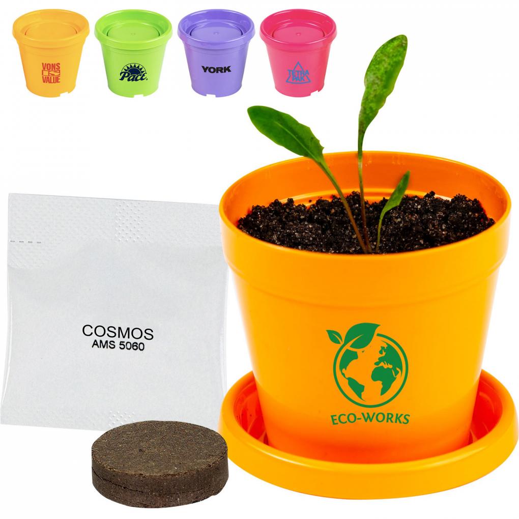 Colorful Planter Kit Earth Day Planter Kit Custom Imprinted Pot with seeds