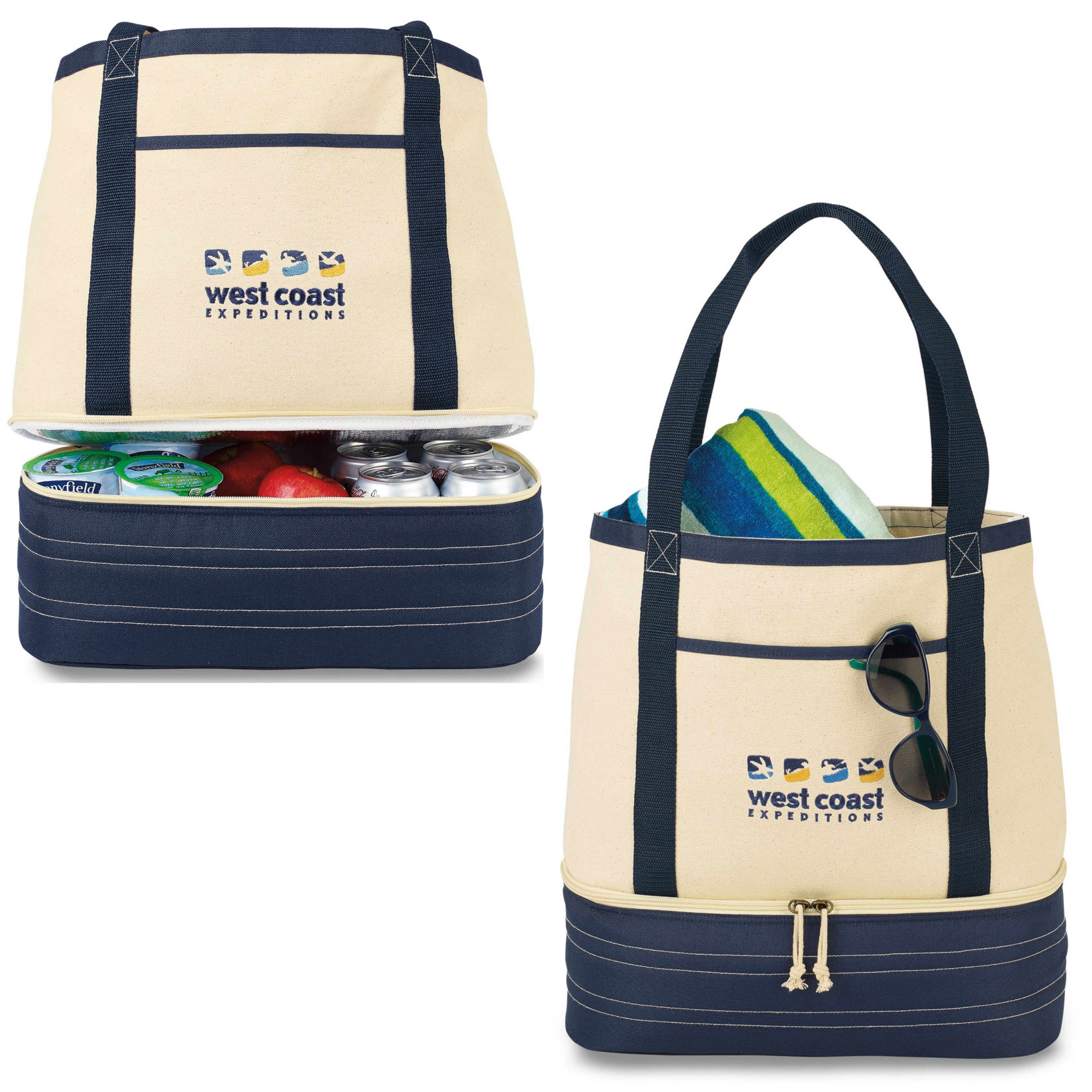 Insulated Tote Bag | Cooler Compartment | 12 oz Cotton