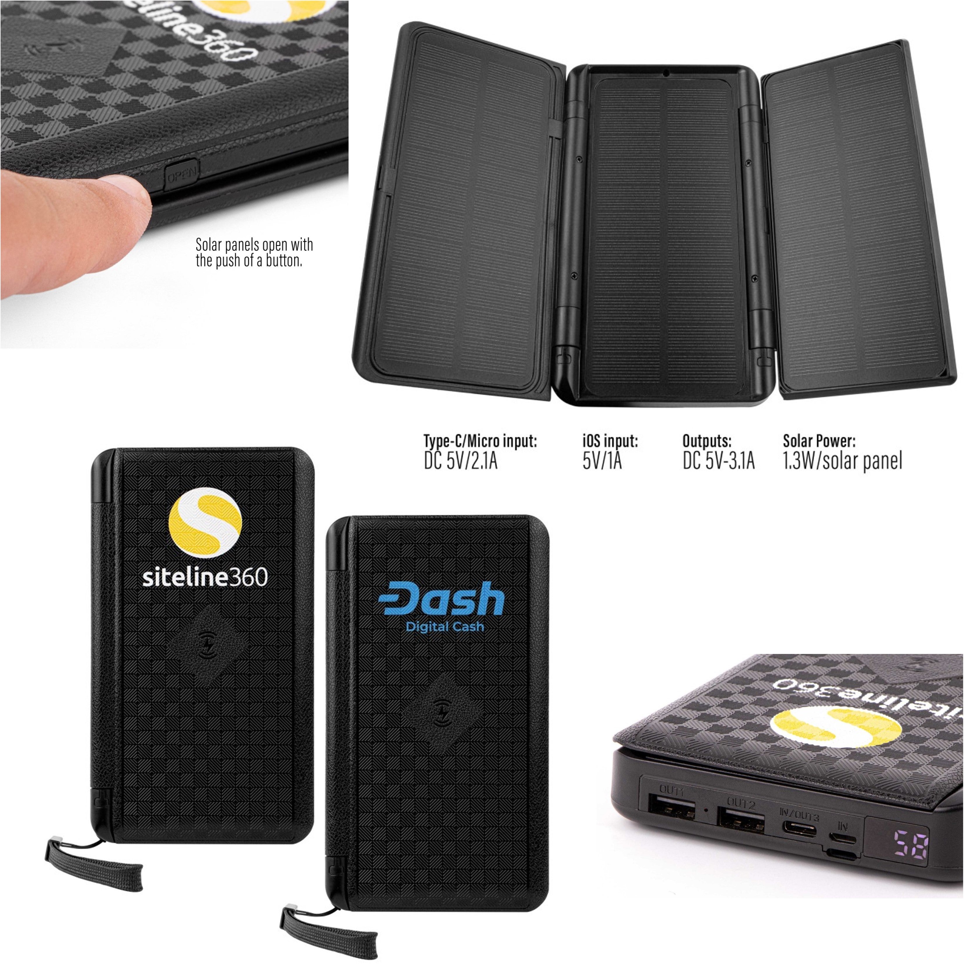 10,000mAh, Wireless Solar Power Bank