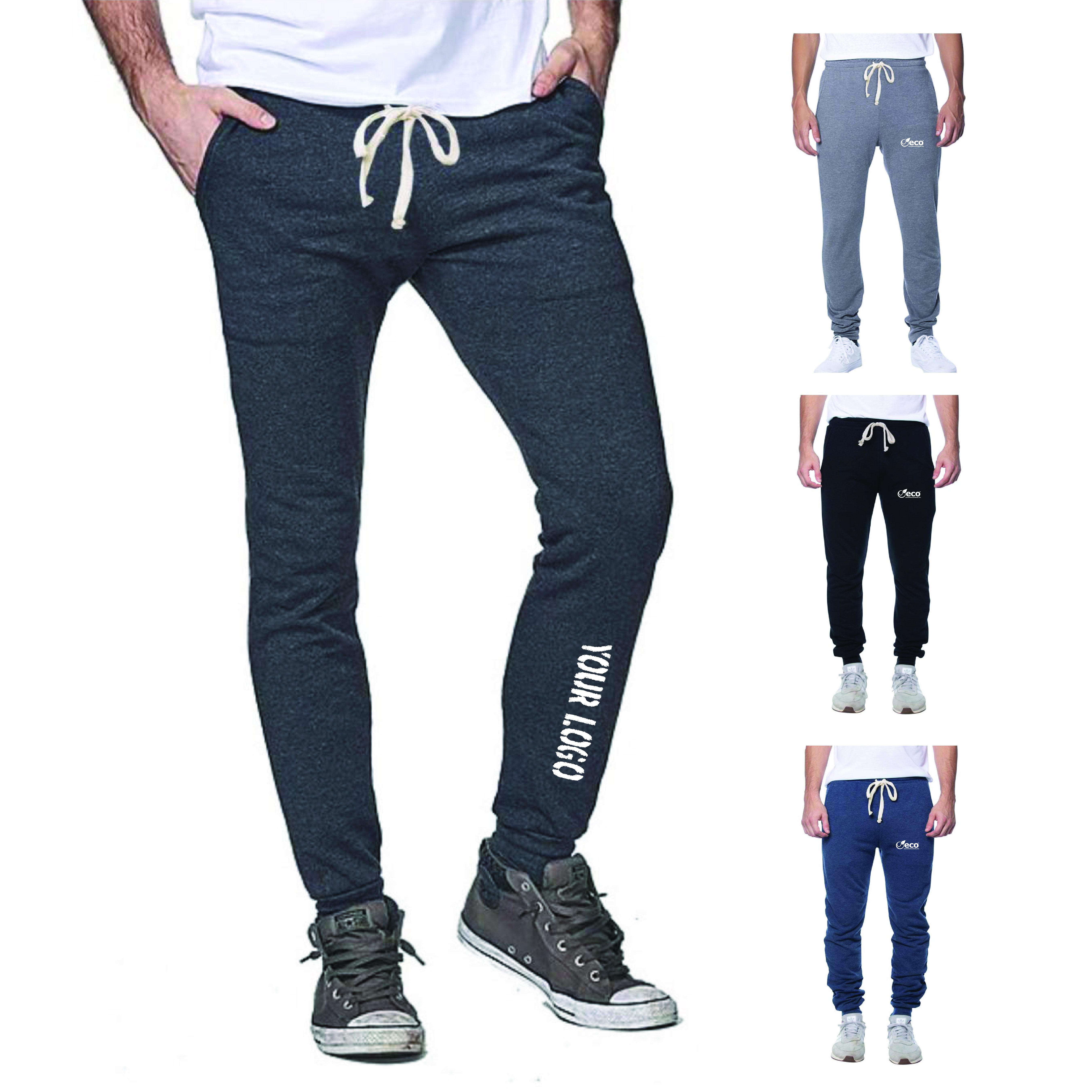Size specs for eco RPET french terry jogger pant.