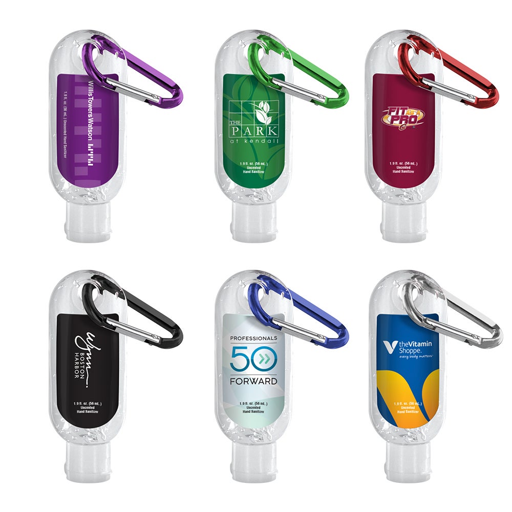 1.9oz Sanitizer with Carabiner USA Made Logo Branded