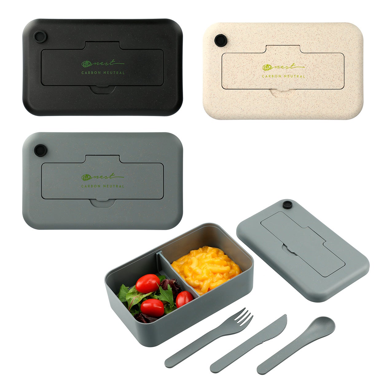 Bamboo Fiber Lunch Box with Utensils  Eco Promotional Products,  Environmentally and Socially Responsible Promotional Products