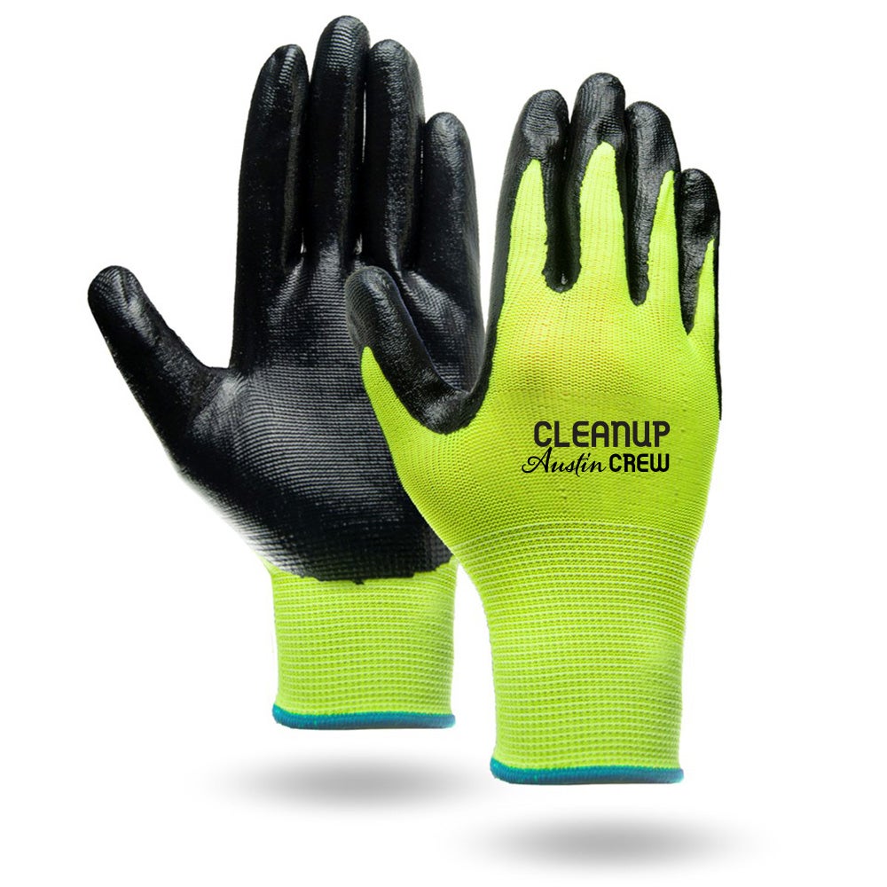 high visibility gloves with branding