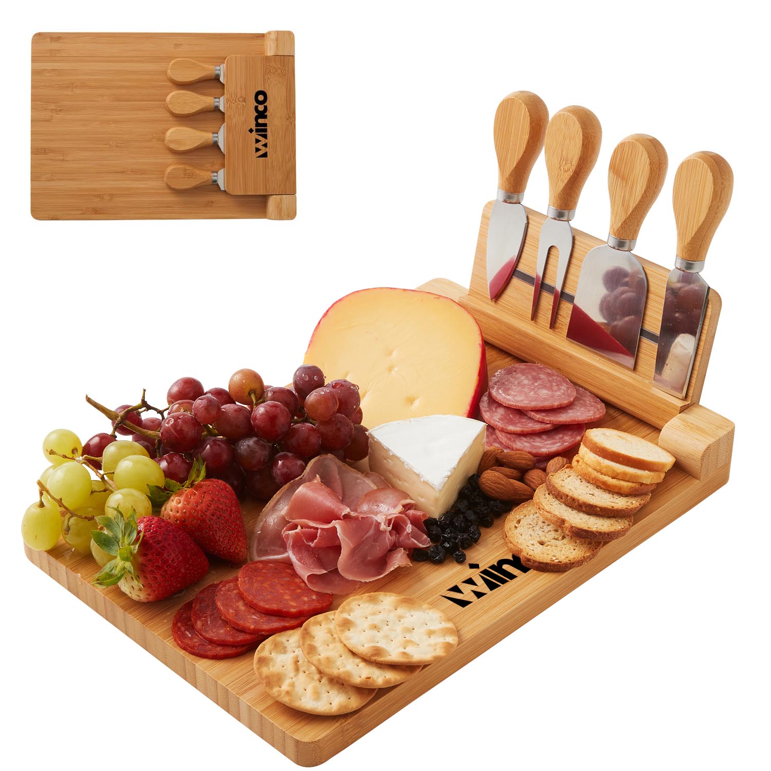 Magnetic Flip-Up Bamboo Cheese Board Set
