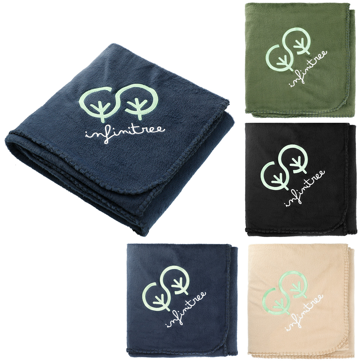 100% Recycled PET Fleece Blanket with Canvas Pouch Recycled Fleece Blanket