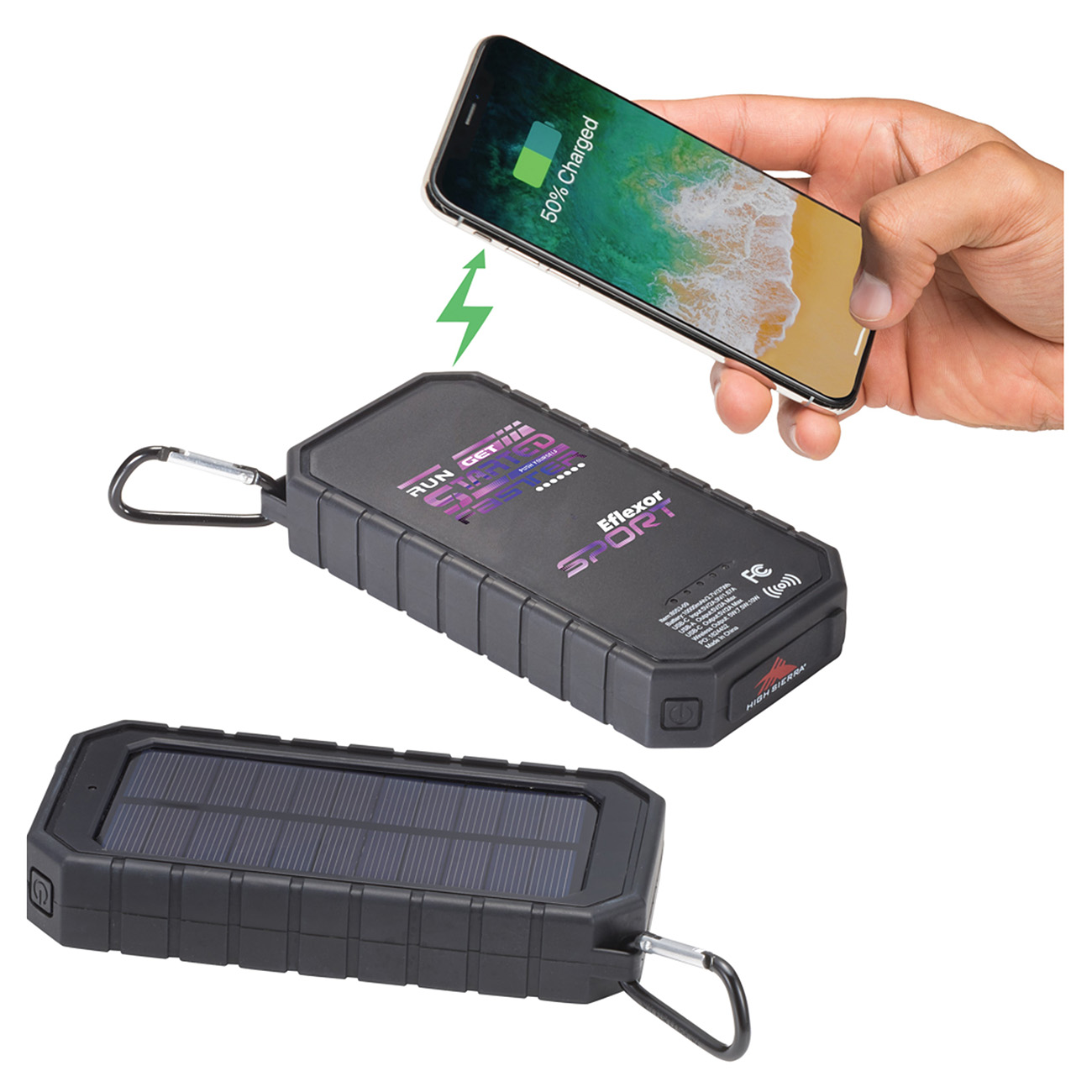 Solar Power Wireless Power Bank with Flashlight 