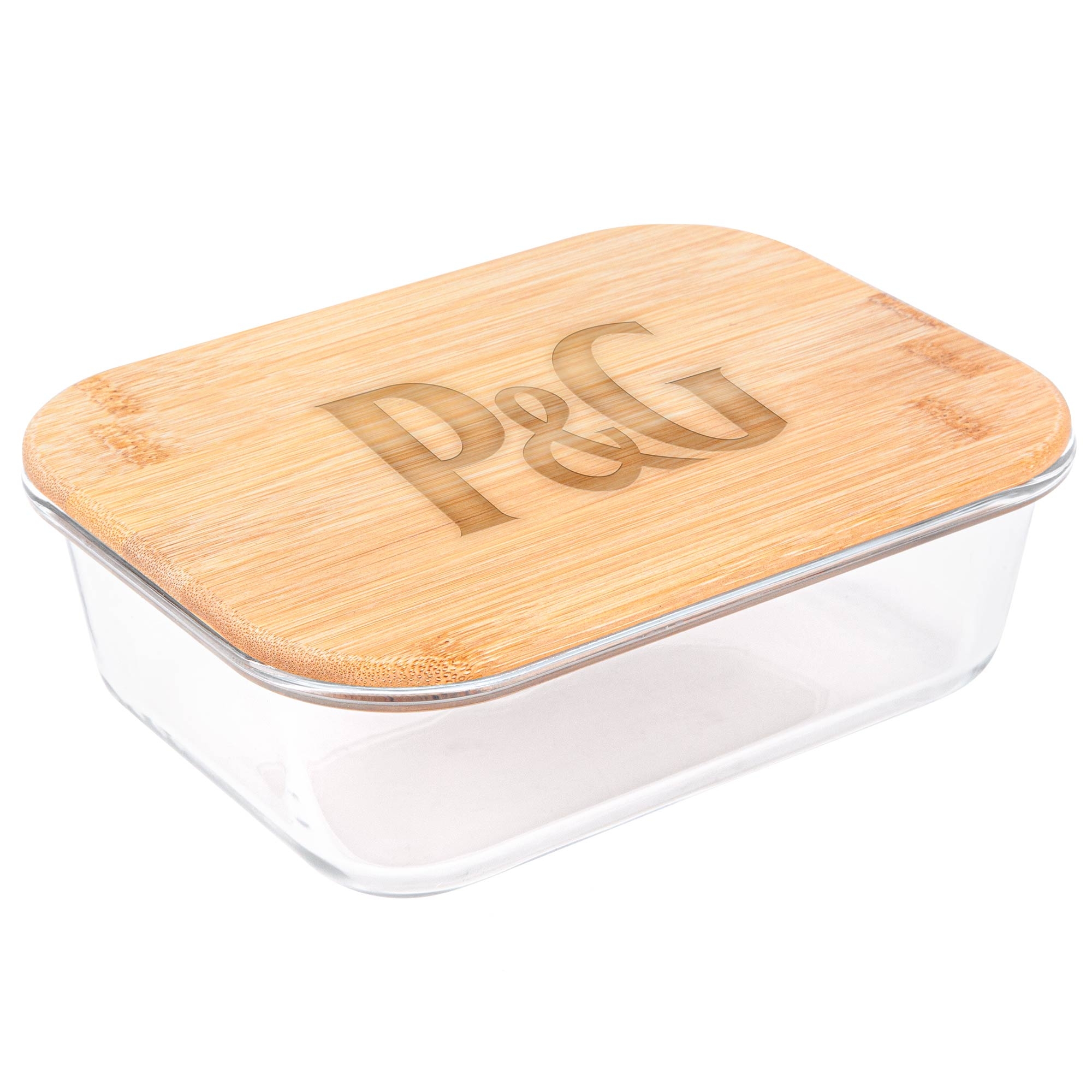 Custom Branded Glass Food Storage Container with Bamboo Lid