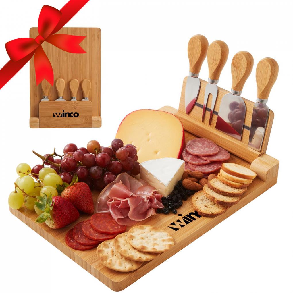 Magnetic Flip-Up Bamboo Cheese Board Set Holiday Gift
