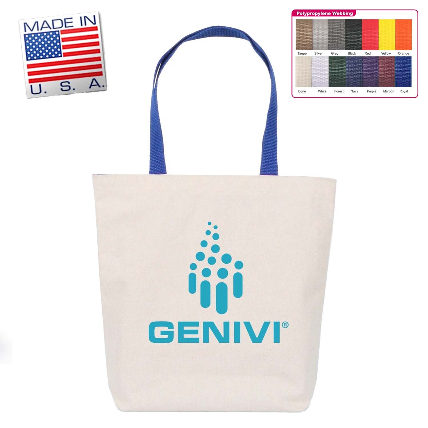 Cotton Canvas Library Tote | Reusable | USA Made | 14x14x3