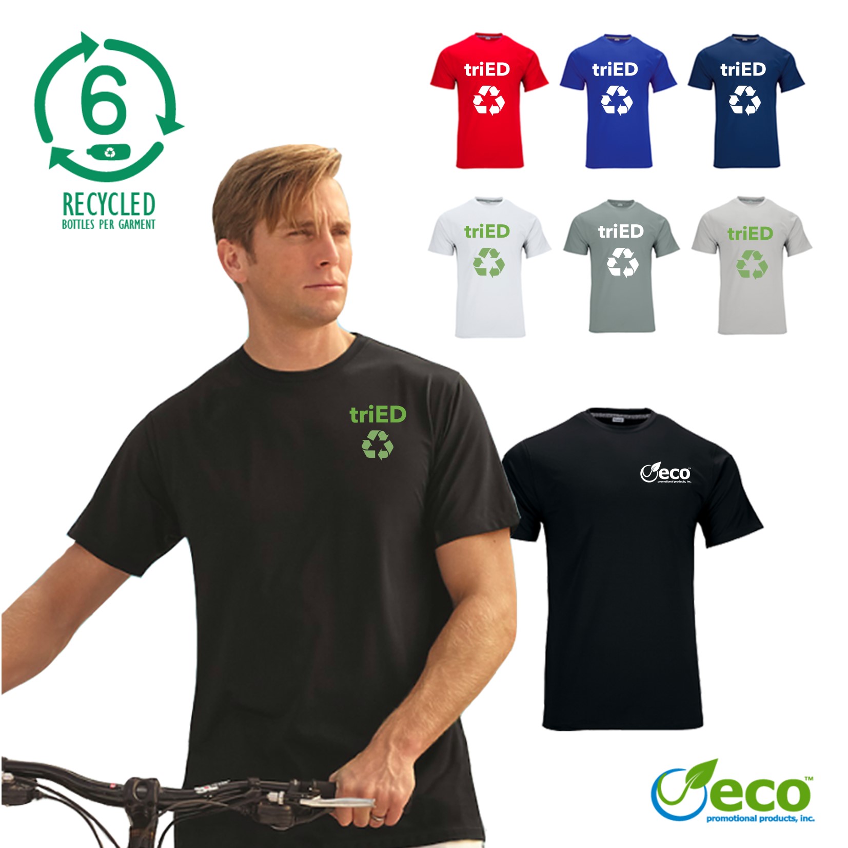 Recycled unisex short sleeve performance branded eco t-shirt