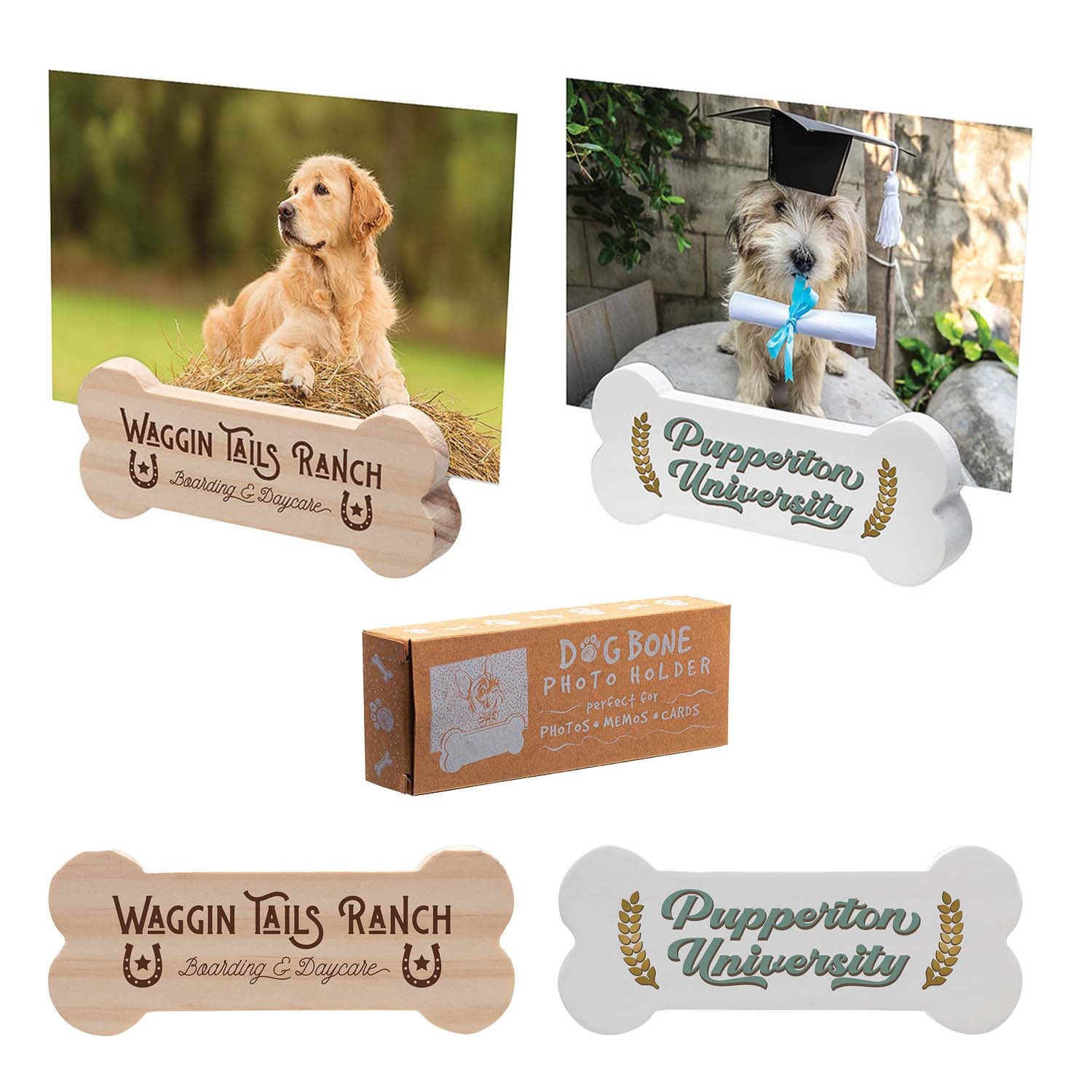 Wooden Dog Bone Photo Stand