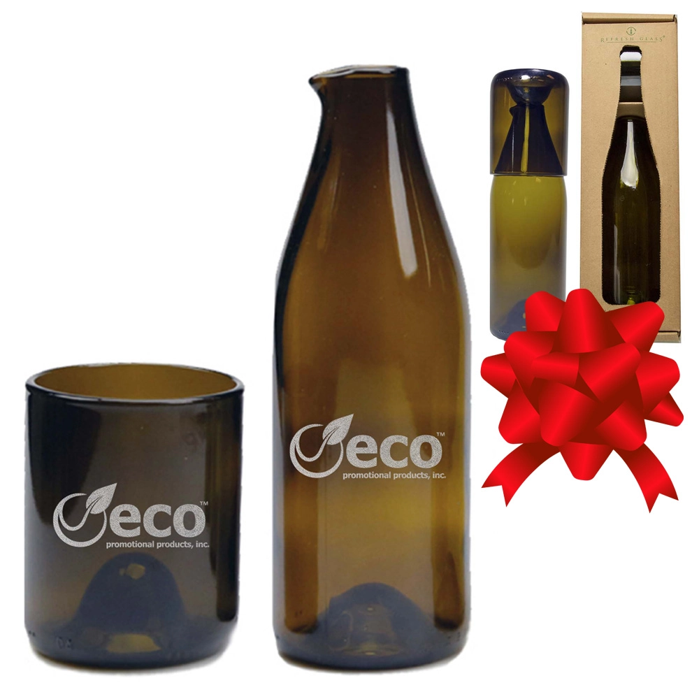Custom Branded Recycled Glass Carafe Holiday Gift Set