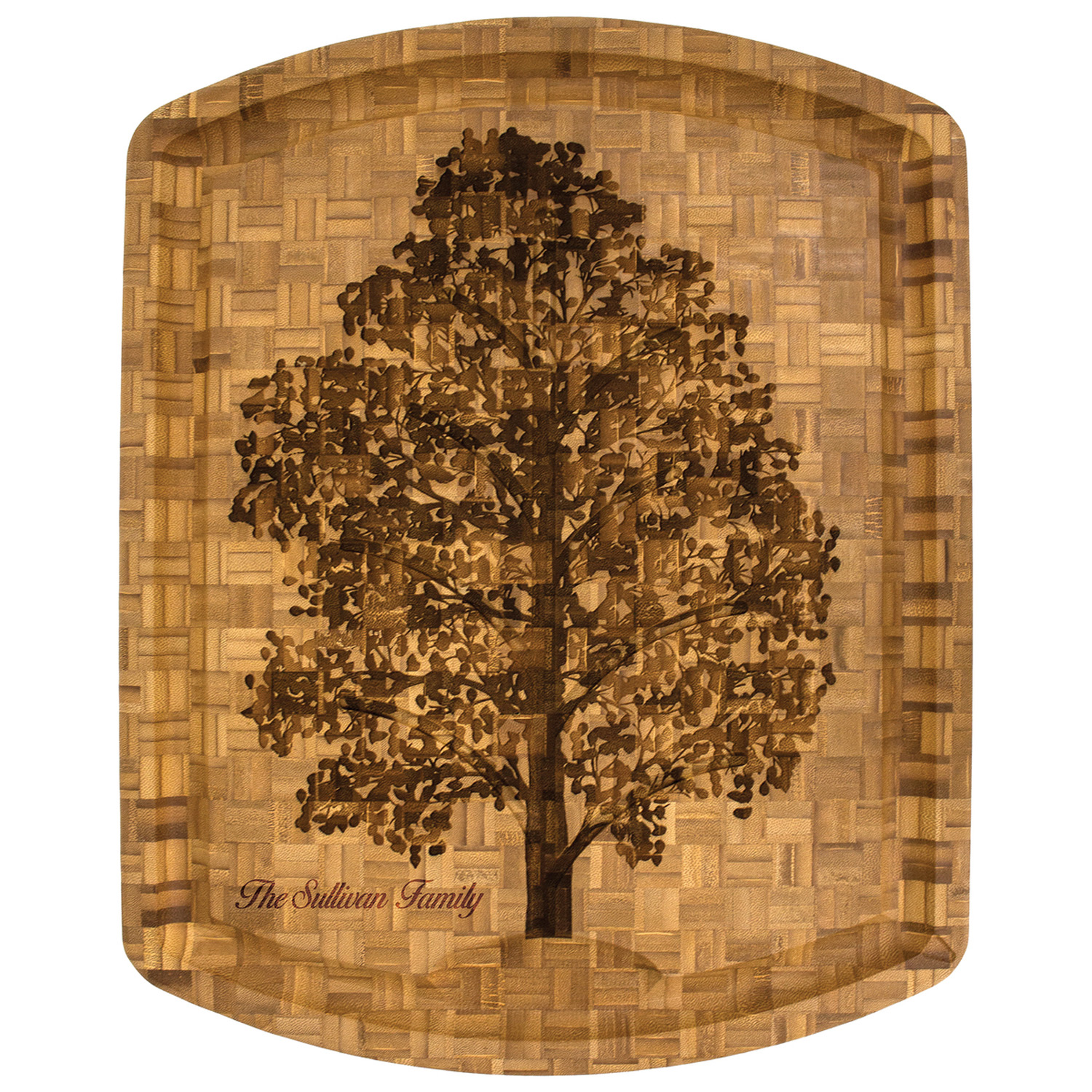 Moso Bamboo Family Tree Carving Board | 20x15x1