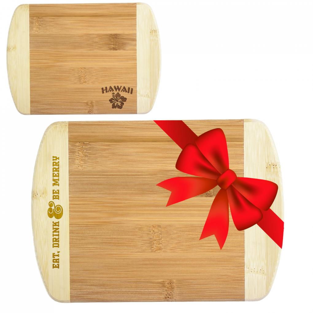 8" x 6" Two-Tone Bamboo Cutting Board Holiday