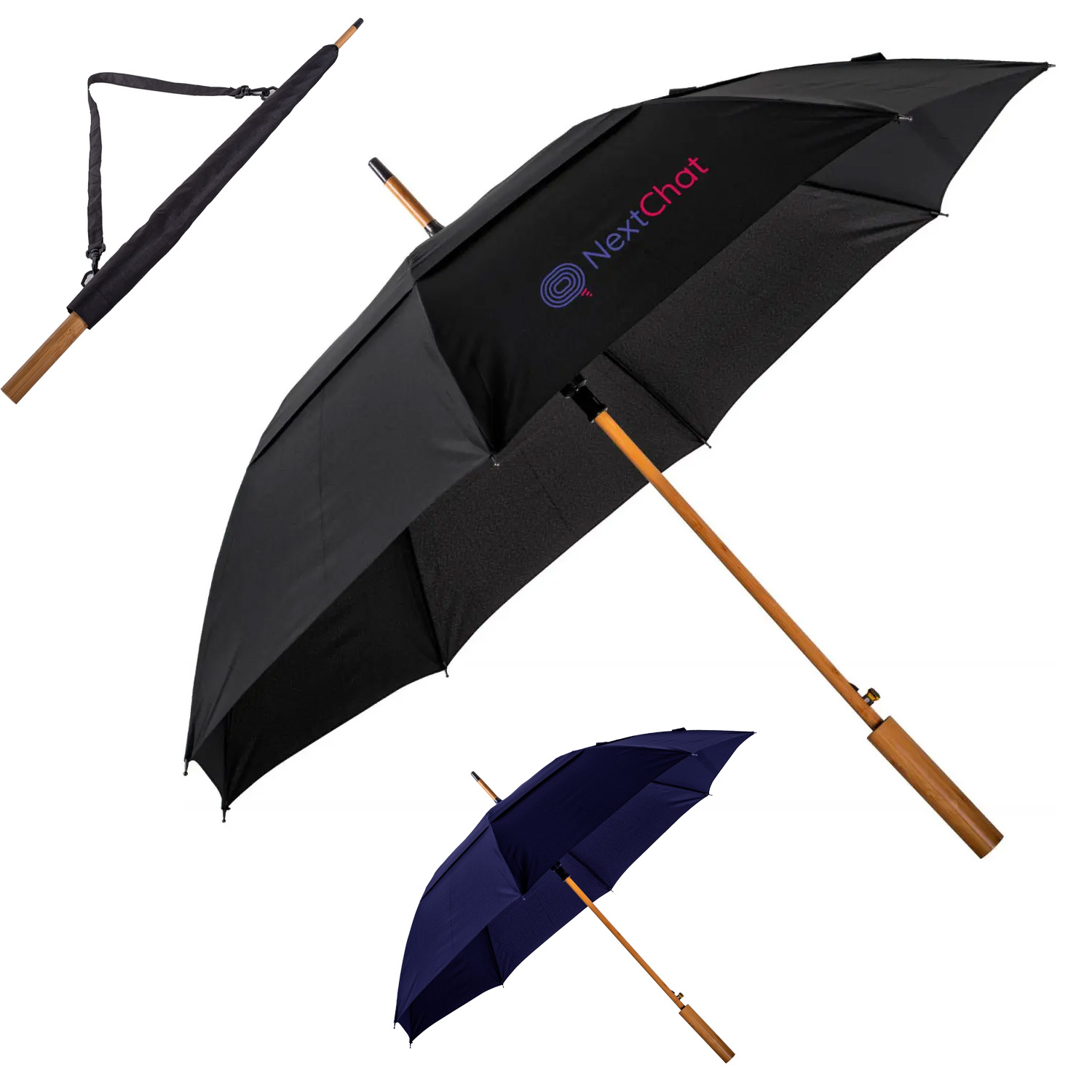 Recycled rPET Umbrella | Carrying Case with Strap | 48"