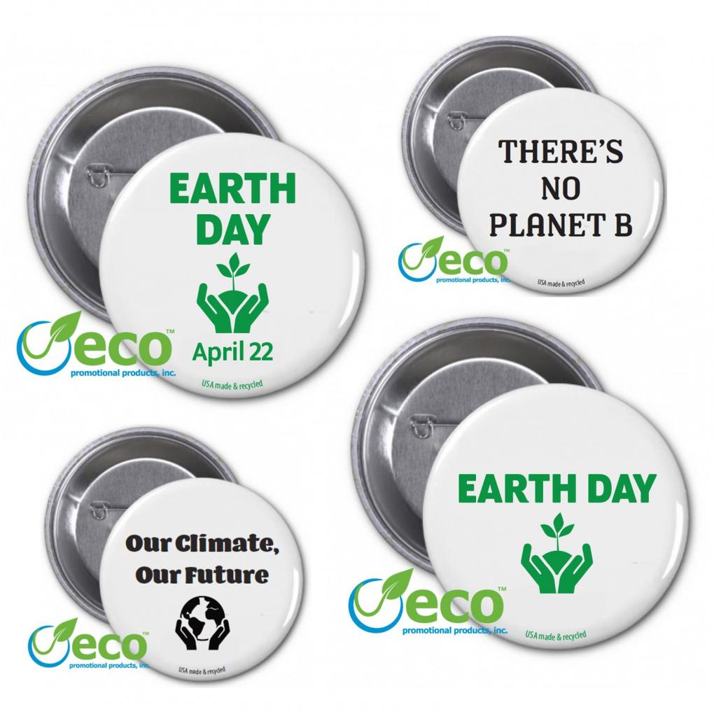 USA Made Recycled Round Buttons | Earth Day | 1-1/2" 