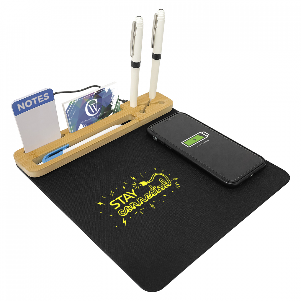 Mousepad Desk Organizer with Wireless Charger | Eco-Friendly