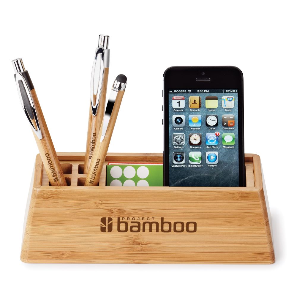 Eco-Friendly Engraved Bamboo Desktop Organizer