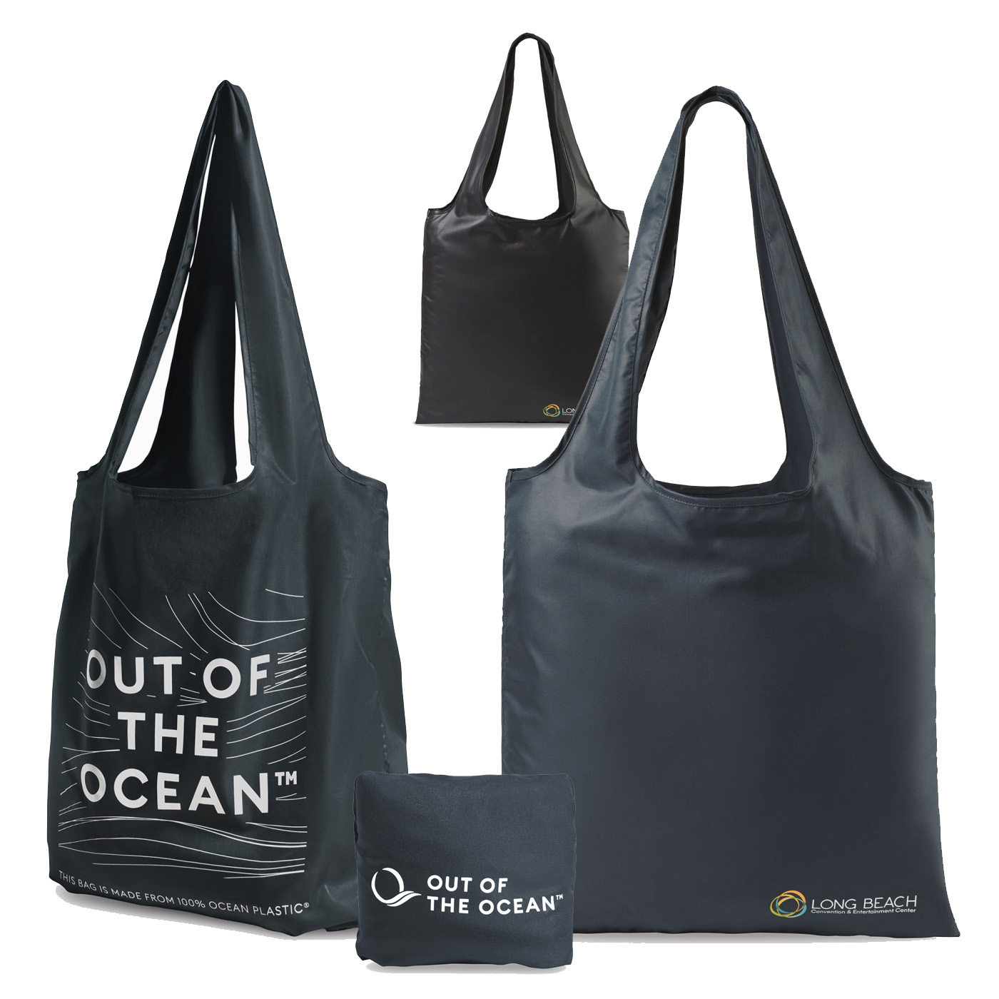 100% Recycled Ocean Plastic Foldaway Tote Bag | 17x17