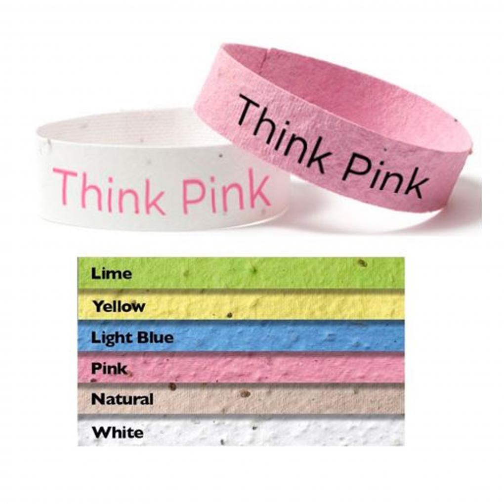USA Made Seed Paper Wristband Breast Cancer Awareness