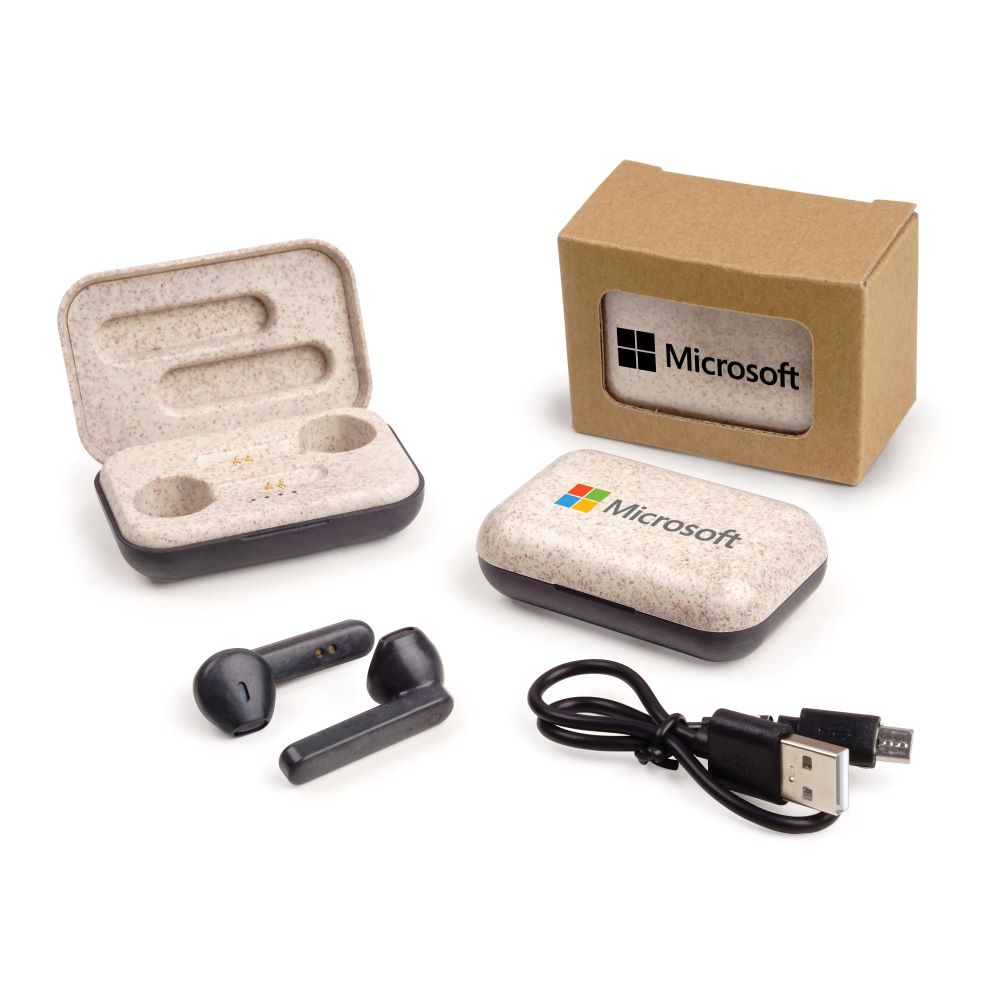 Wheat Recycled TWS Earbuds with Charge Box | Reusable